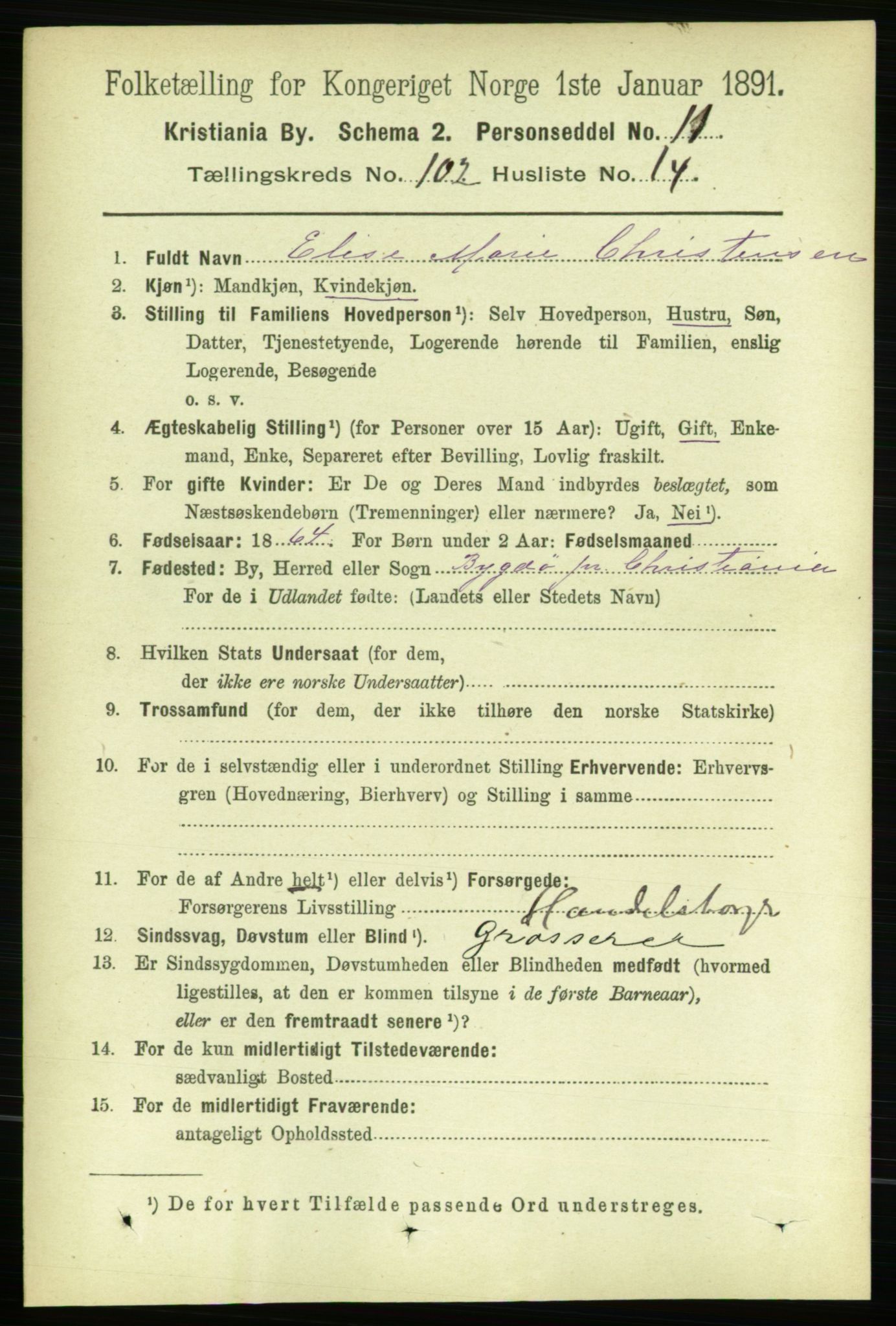 RA, 1891 census for 0301 Kristiania, 1891, p. 50909