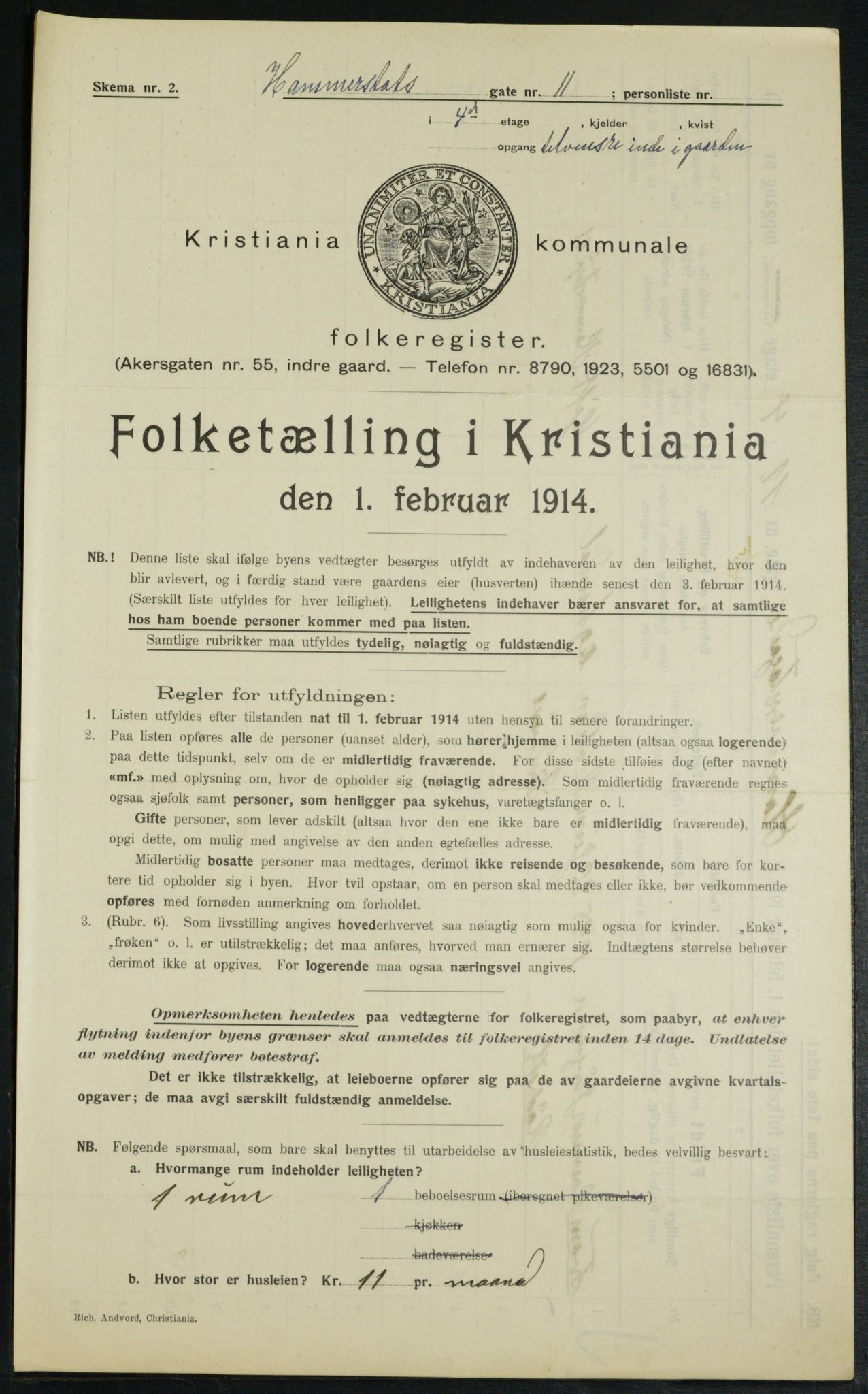 OBA, Municipal Census 1914 for Kristiania, 1914, p. 34785