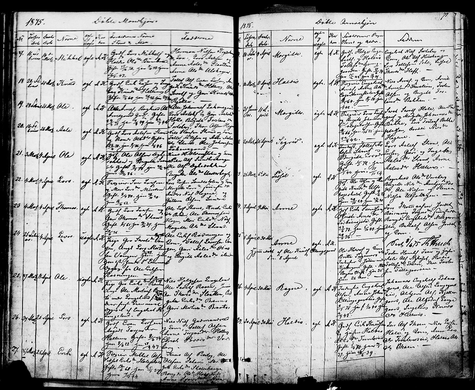 Ål kirkebøker, AV/SAKO-A-249/F/Fa/L0007: Parish register (official) no. I 7, 1865-1881, p. 71