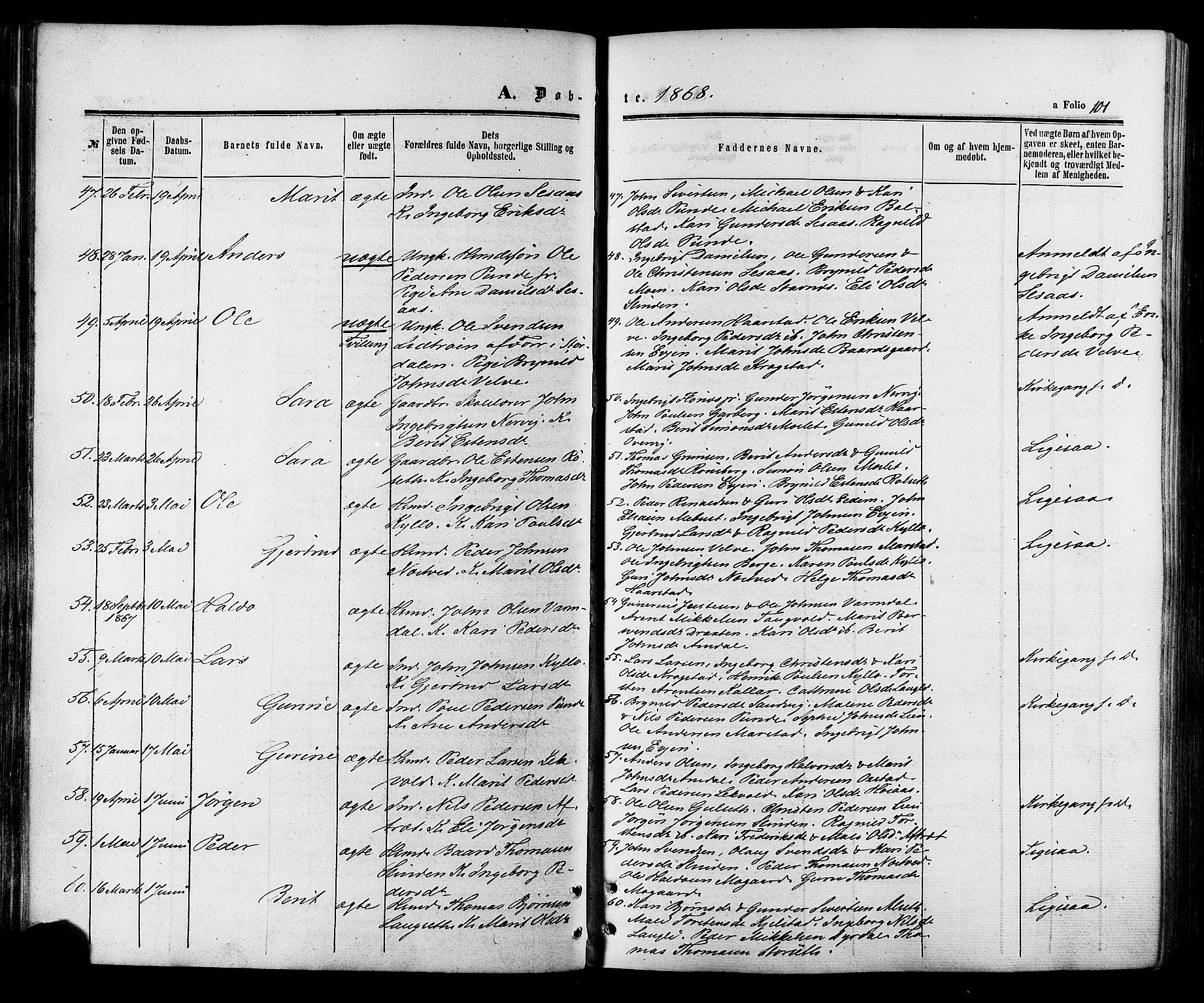 Ministerialprotokoller, klokkerbøker og fødselsregistre - Sør-Trøndelag, AV/SAT-A-1456/695/L1147: Parish register (official) no. 695A07, 1860-1877, p. 101