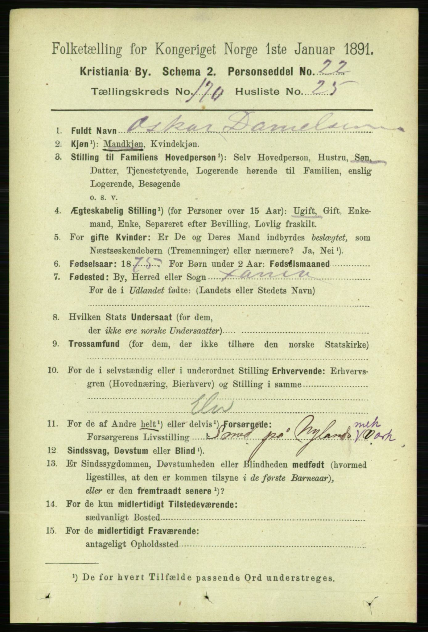 RA, 1891 census for 0301 Kristiania, 1891, p. 100472