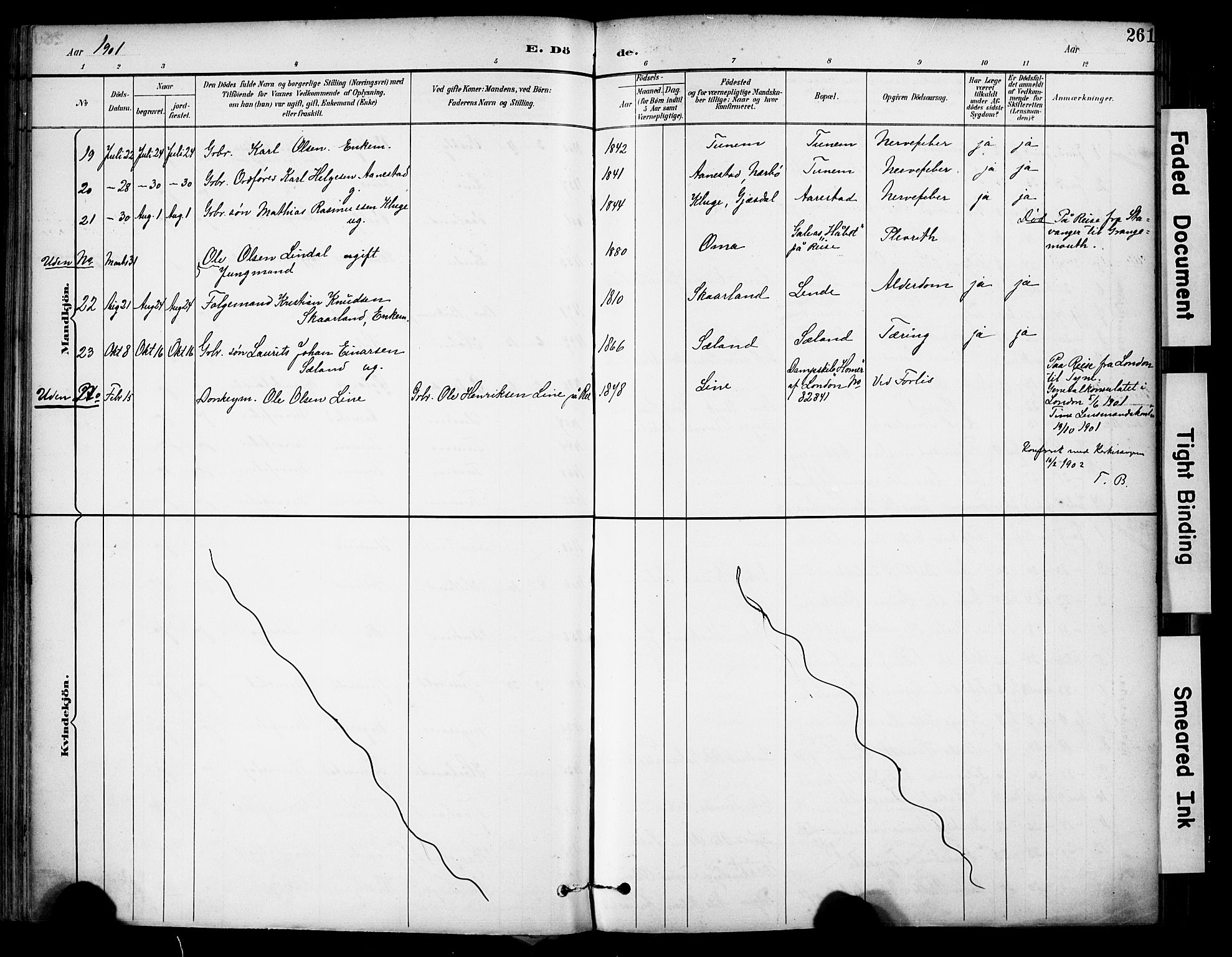 Lye sokneprestkontor, SAST/A-101794/001/30BA/L0011: Parish register (official) no. A 9, 1893-1903, p. 261