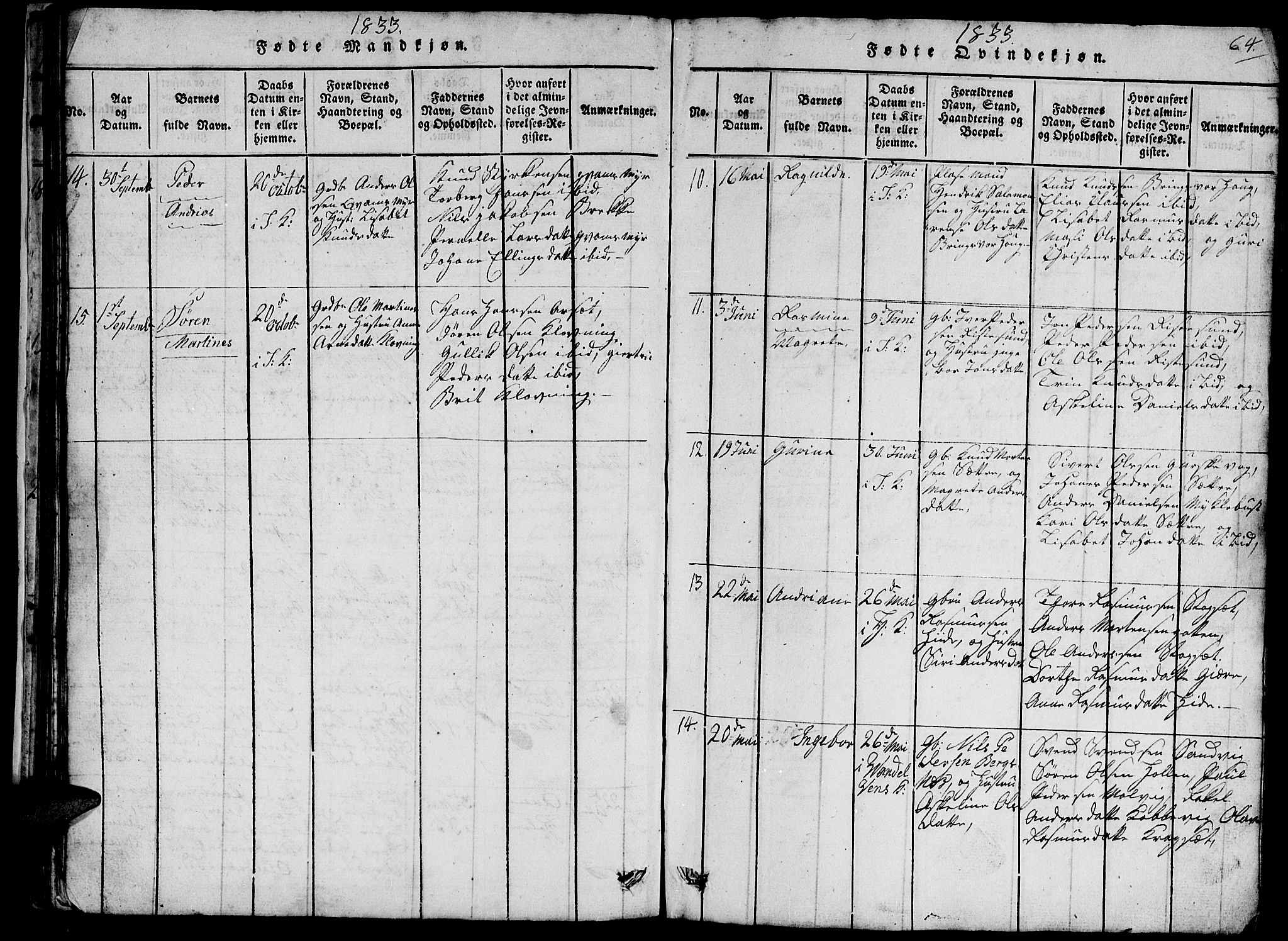 Ministerialprotokoller, klokkerbøker og fødselsregistre - Møre og Romsdal, SAT/A-1454/503/L0046: Parish register (copy) no. 503C01, 1816-1842, p. 64