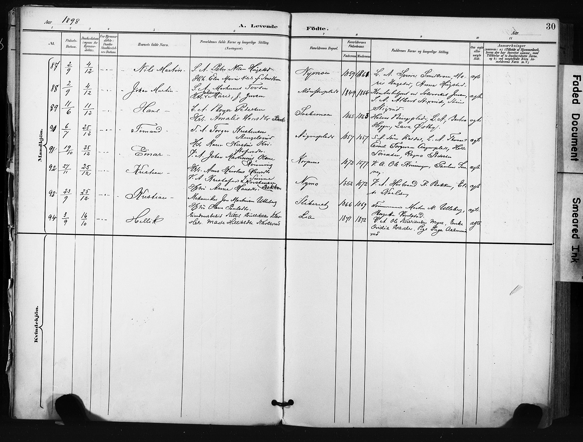 Kongsberg kirkebøker, SAKO/A-22/F/Fb/L0003: Parish register (official) no. II 3, 1896-1905, p. 30