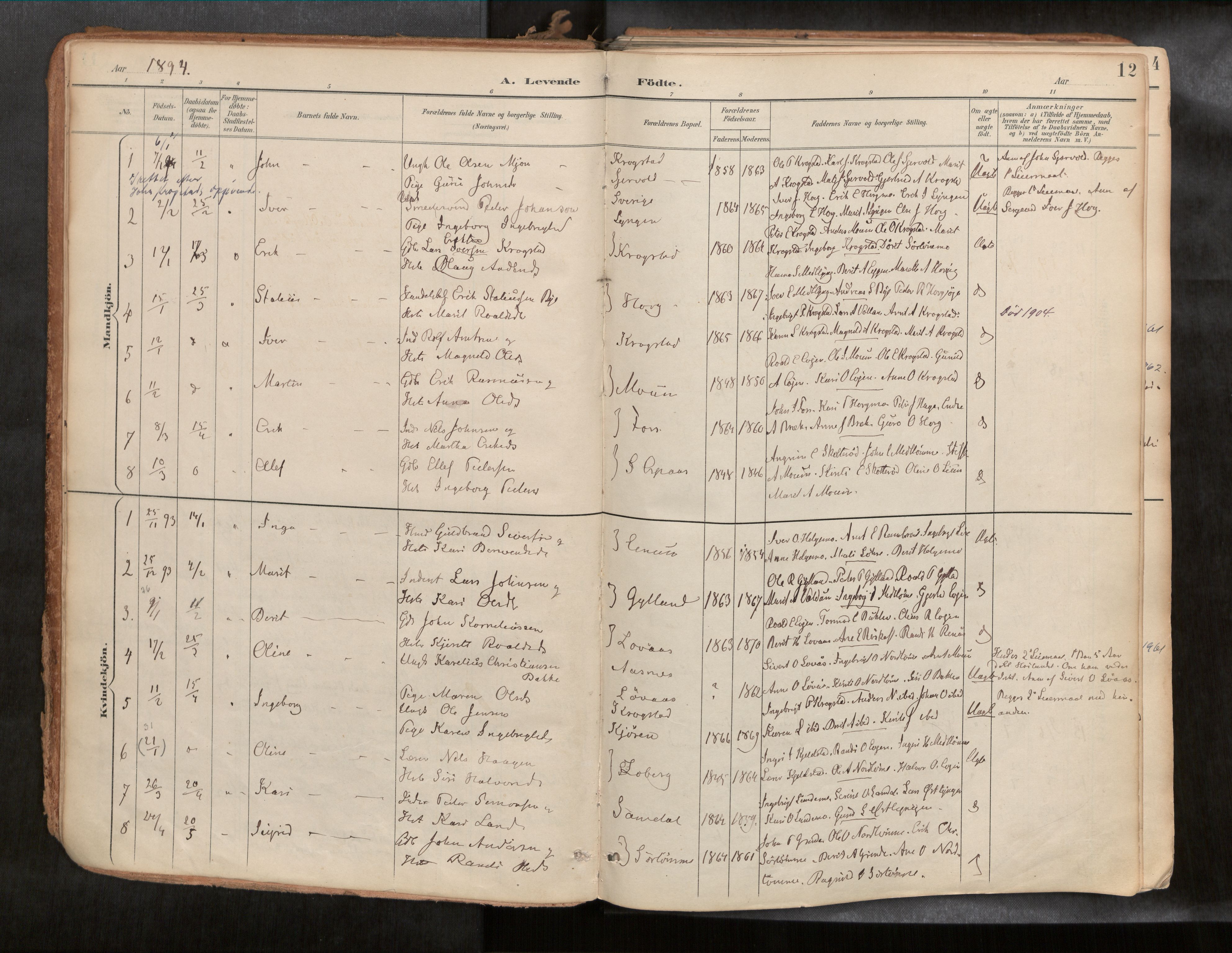 Ministerialprotokoller, klokkerbøker og fødselsregistre - Sør-Trøndelag, SAT/A-1456/692/L1105b: Parish register (official) no. 692A06, 1891-1934, p. 12