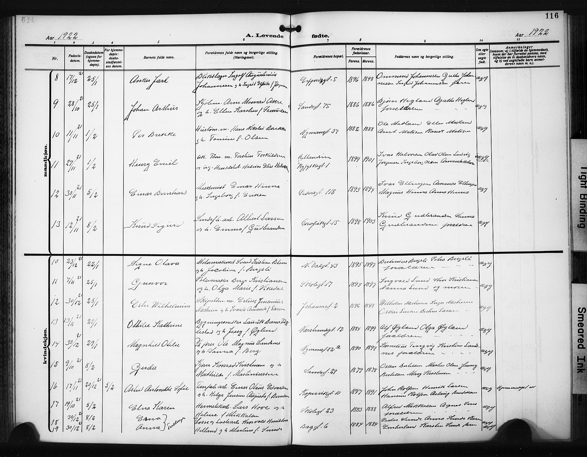 St. Johannes sokneprestkontor, AV/SAST-A-101814/001/30/30BB/L0008: Parish register (copy) no. B 8, 1918-1929, p. 116