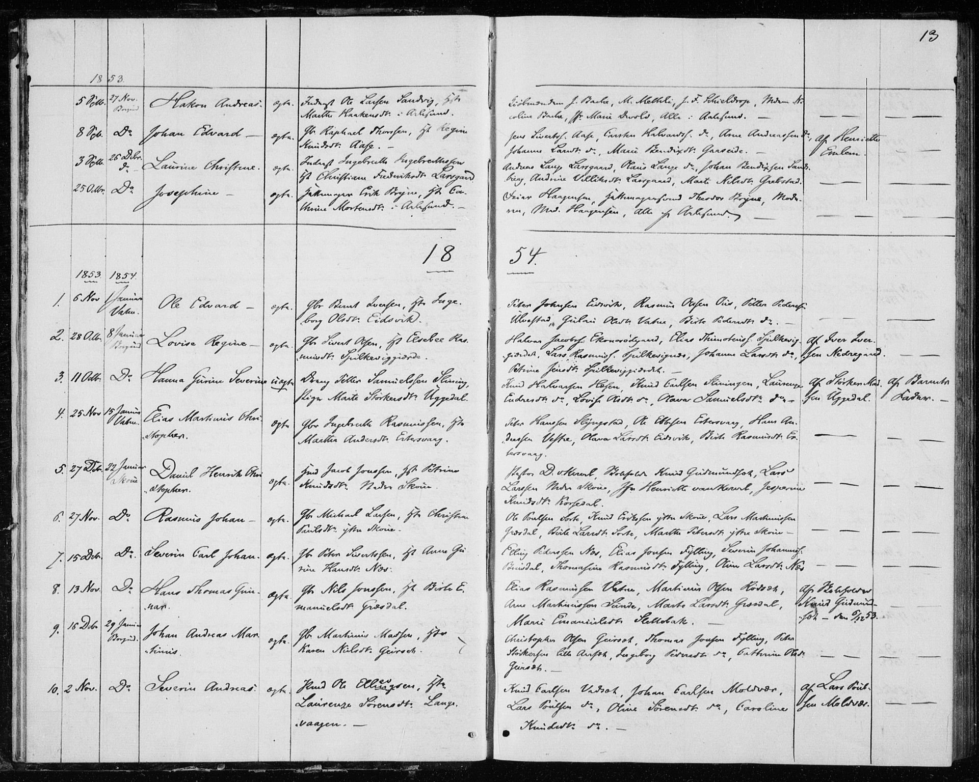 Ministerialprotokoller, klokkerbøker og fødselsregistre - Møre og Romsdal, AV/SAT-A-1454/528/L0416: Curate's parish register no. 528B04, 1853-1857, p. 13