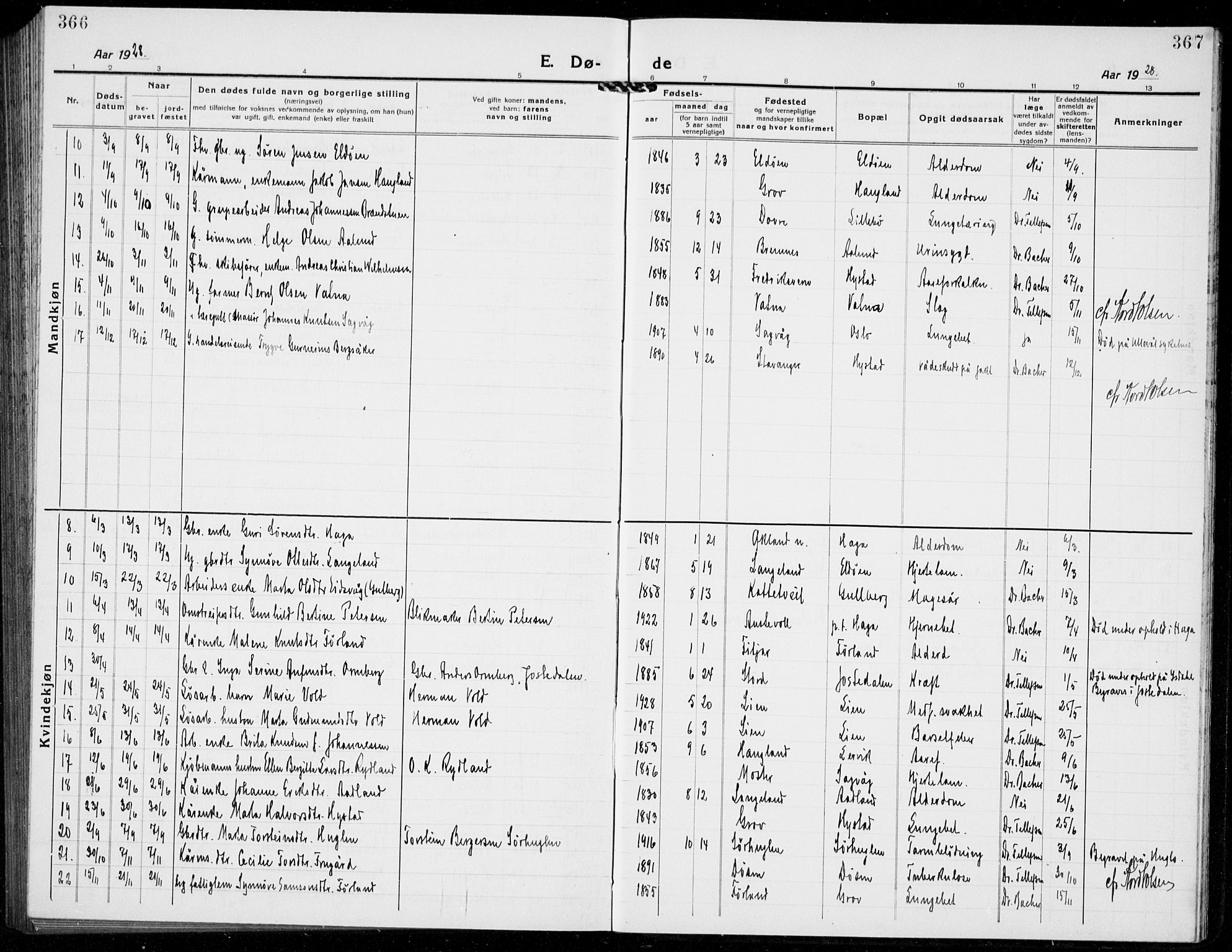 Stord sokneprestembete, AV/SAB-A-78201/H/Hab: Parish register (copy) no. A 4, 1919-1933, p. 366-367