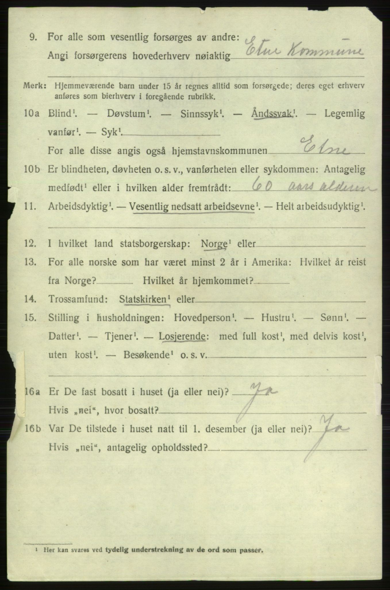 SAB, 1920 census for Etne, 1920, p. 3920