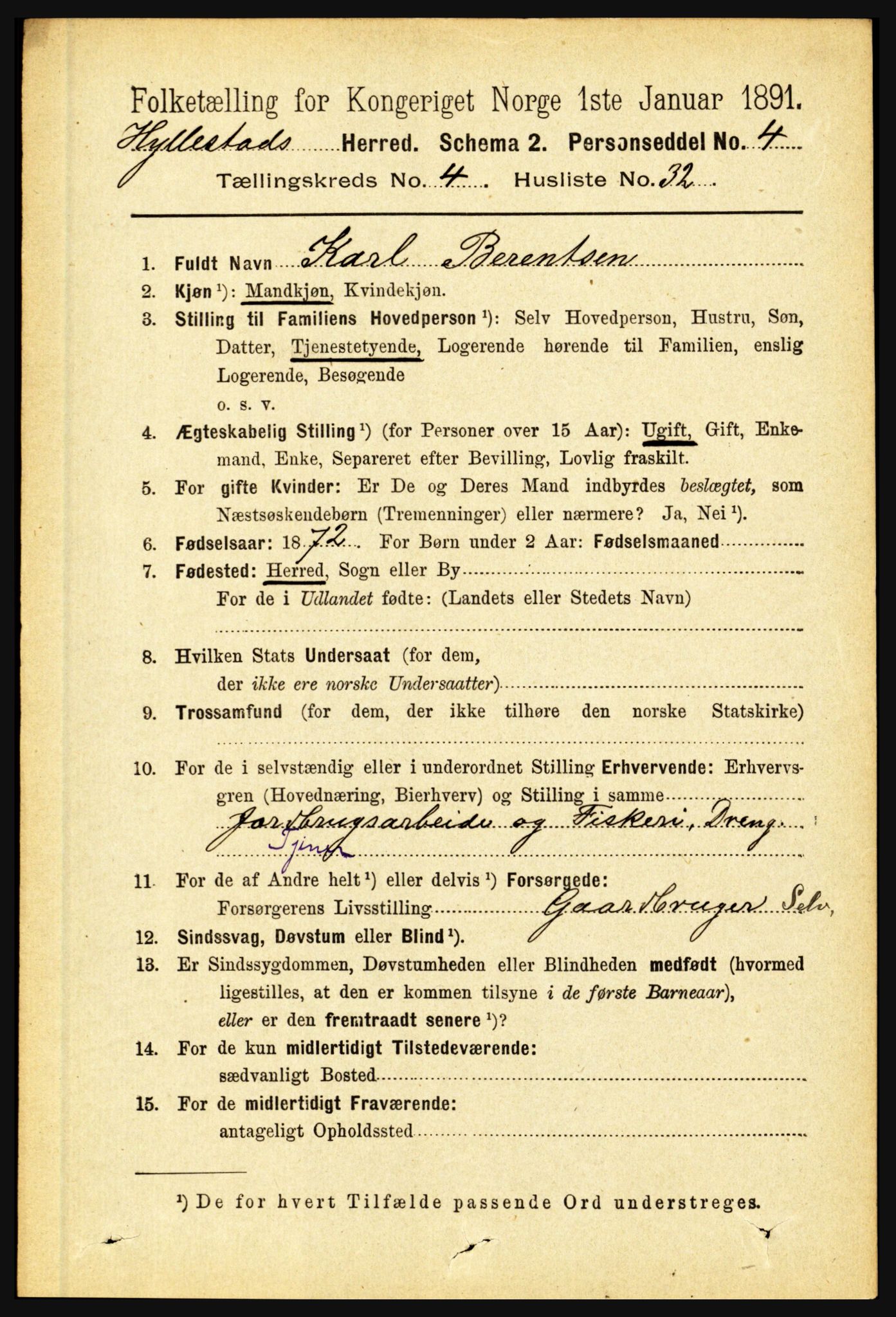 RA, 1891 census for 1413 Hyllestad, 1891, p. 769