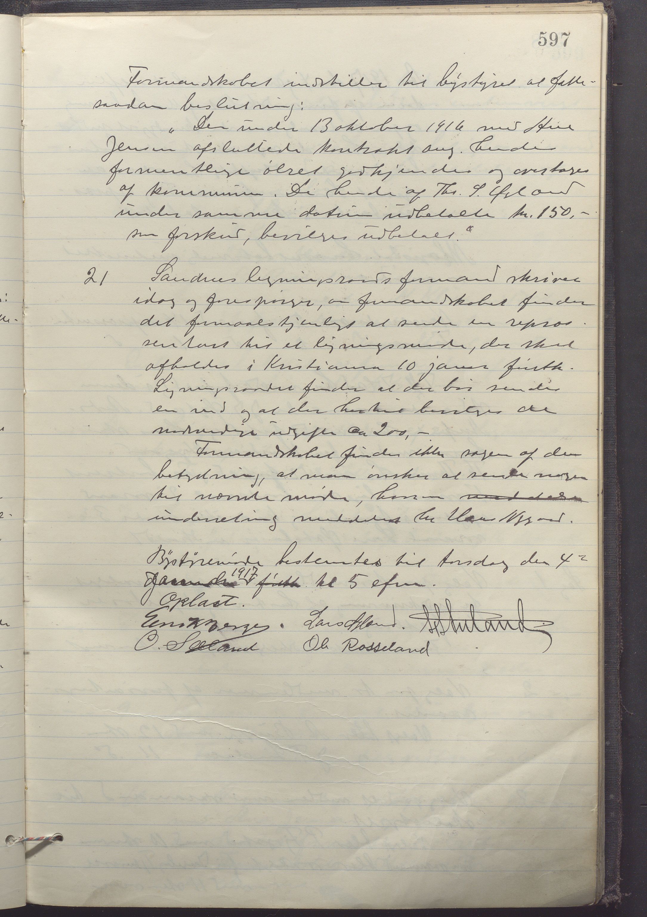 Sandnes kommune - Formannskapet og Bystyret, IKAR/K-100188/Aa/L0008: Møtebok, 1913-1917, p. 597