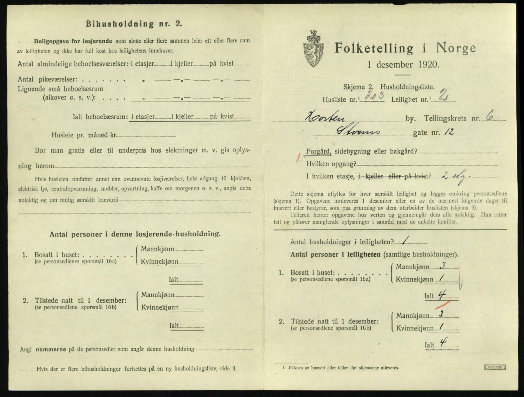 SAKO, 1920 census for Horten, 1920, p. 7173