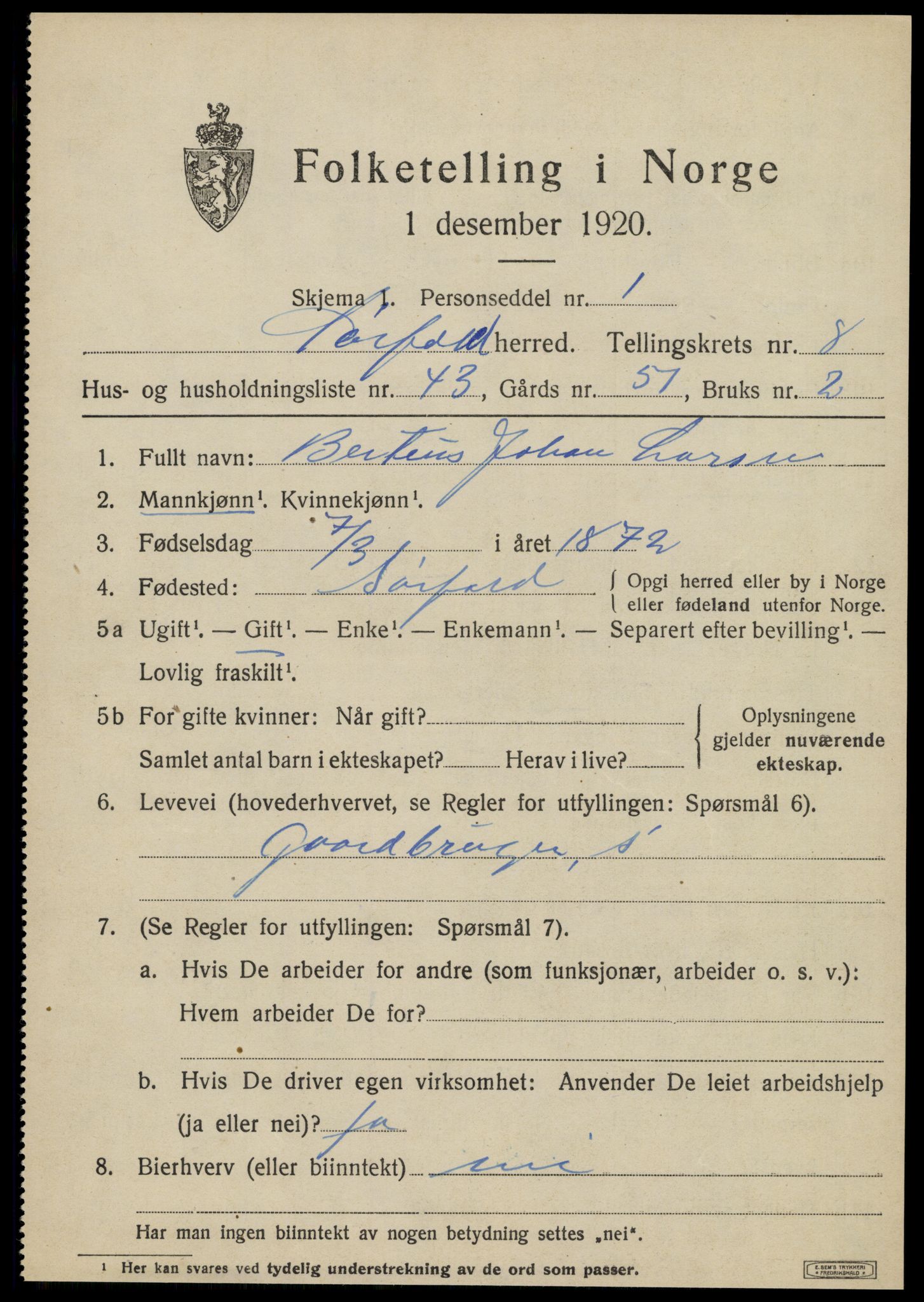 SAT, 1920 census for Sørfold, 1920, p. 4707