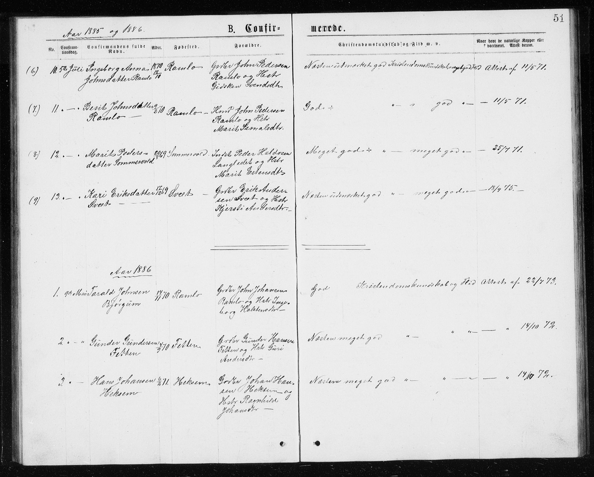 Ministerialprotokoller, klokkerbøker og fødselsregistre - Sør-Trøndelag, SAT/A-1456/685/L0977: Parish register (copy) no. 685C02, 1879-1890, p. 51
