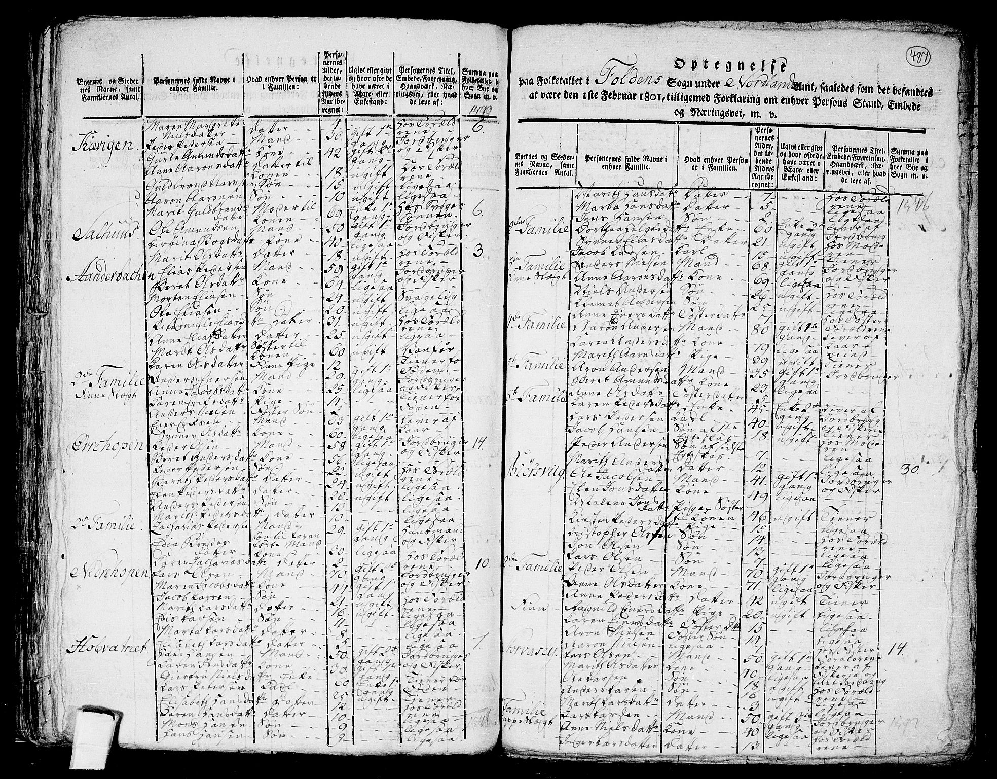 RA, 1801 census for 1845P Folda, 1801, p. 486b-487a