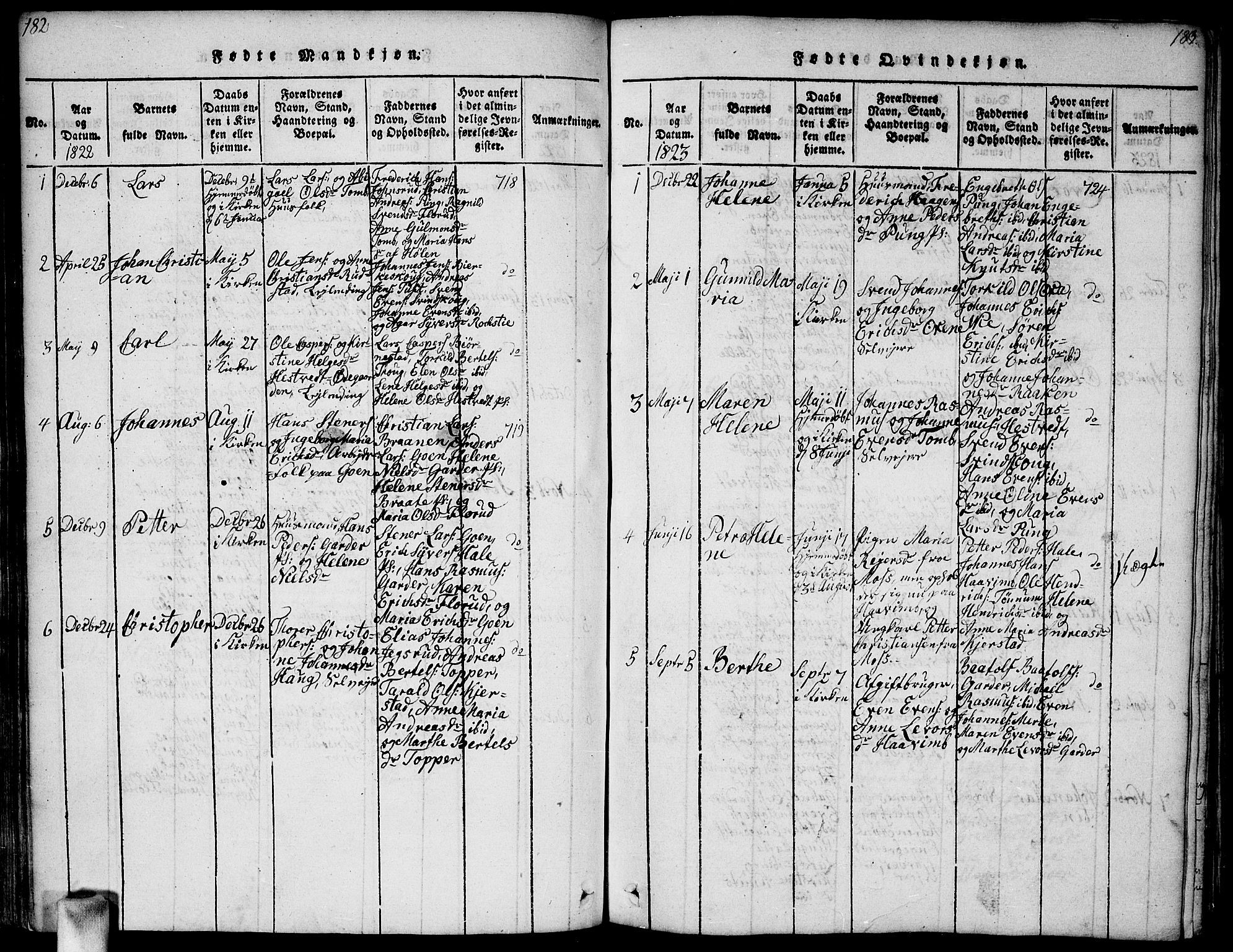 Vestby prestekontor Kirkebøker, SAO/A-10893/F/Fa/L0005: Parish register (official) no. I 5, 1814-1827, p. 182-183