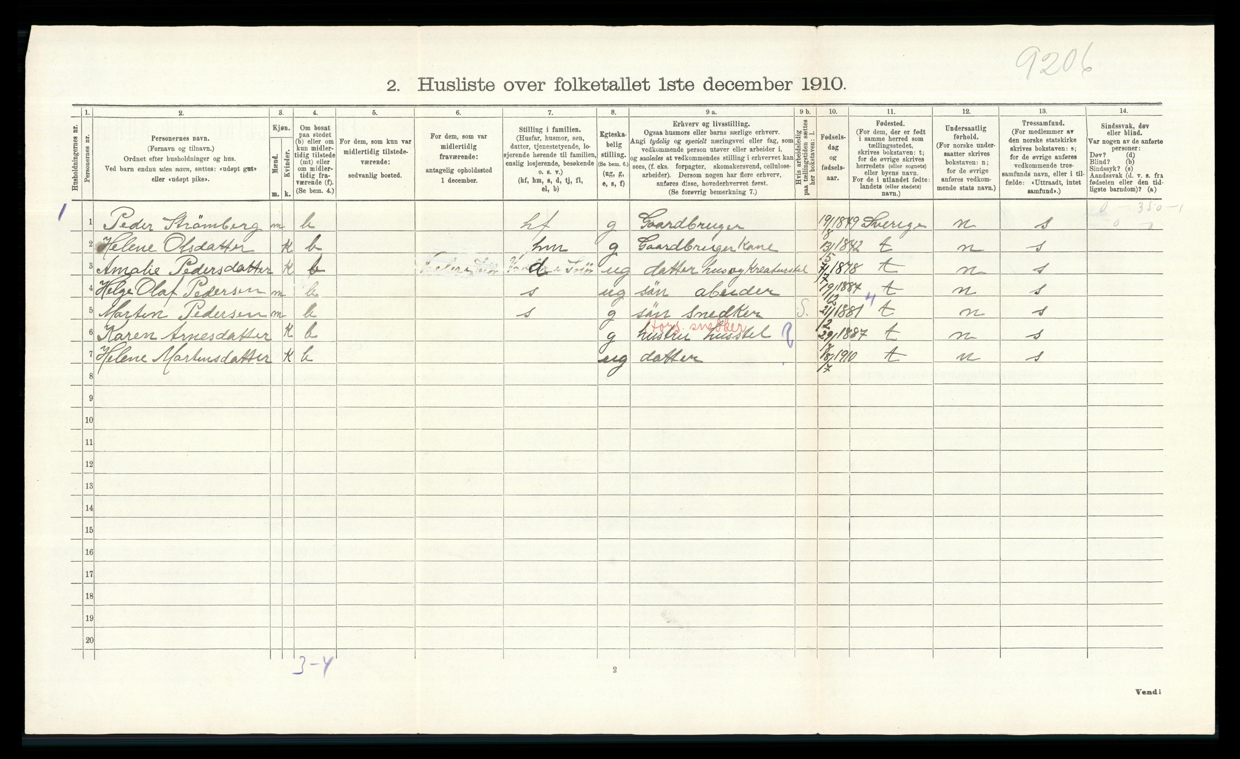 RA, 1910 census for Åsnes, 1910, p. 747