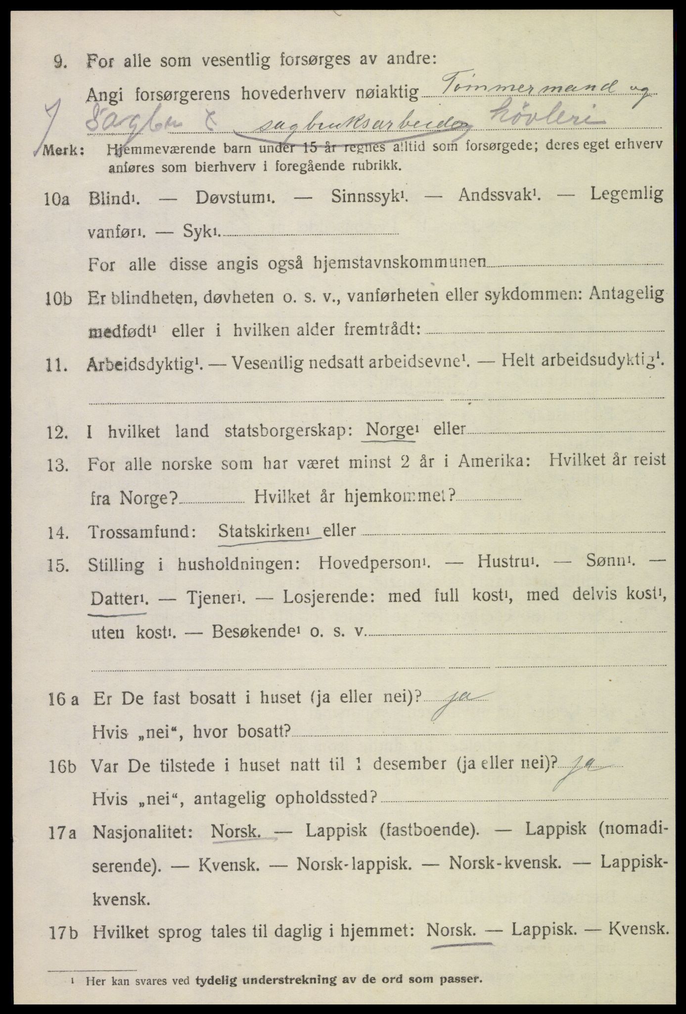 SAT, 1920 census for Egge, 1920, p. 3311