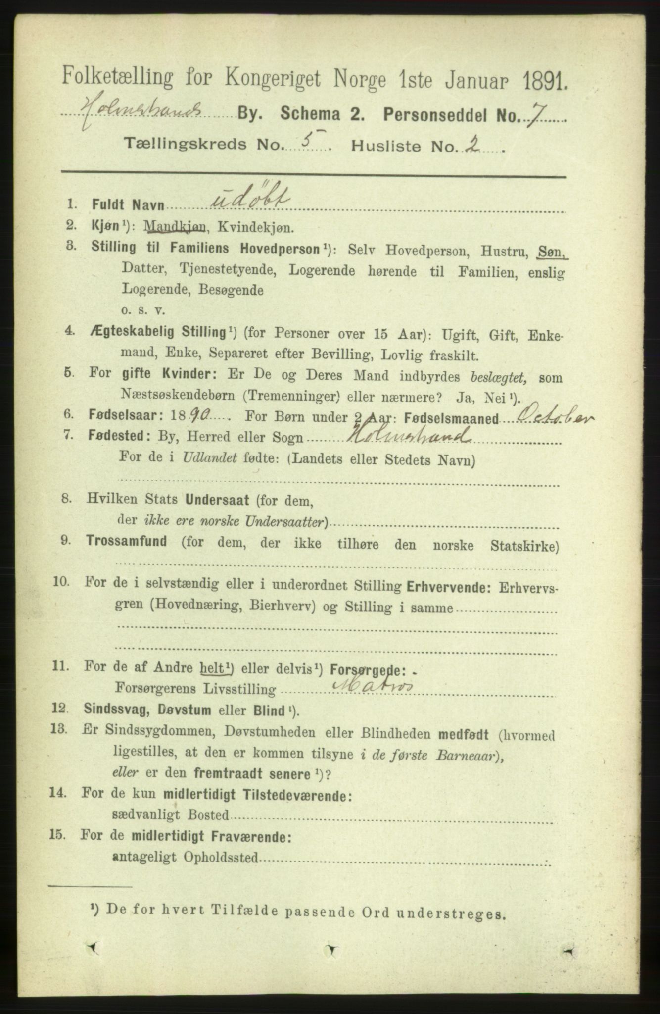 RA, 1891 census for 0702 Holmestrand, 1891, p. 2659