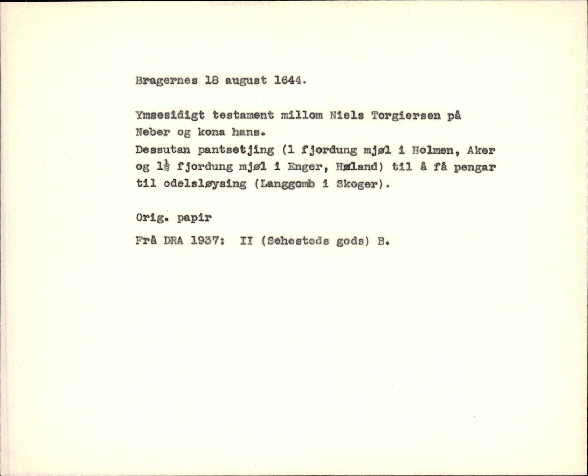 Riksarkivets diplomsamling, AV/RA-EA-5965/F35/F35f/L0001: Regestsedler: Diplomer fra DRA 1937 og 1996, p. 711