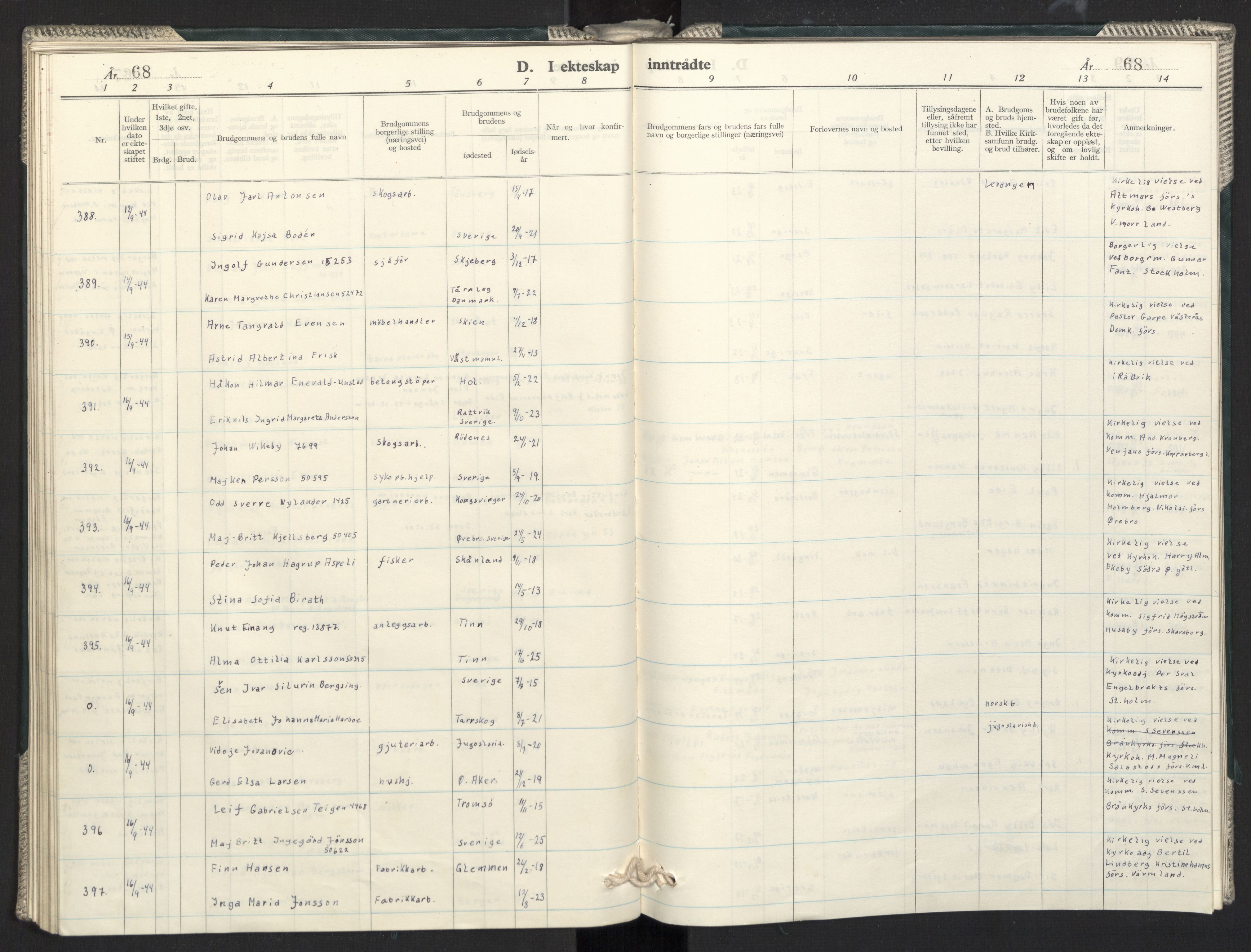 Prestekontoret i Sverige under okkupasjonen Kirkebøker, SAO/A-11045/F/L0002: Parish register (official) no. 2, 1944-1944, p. 68