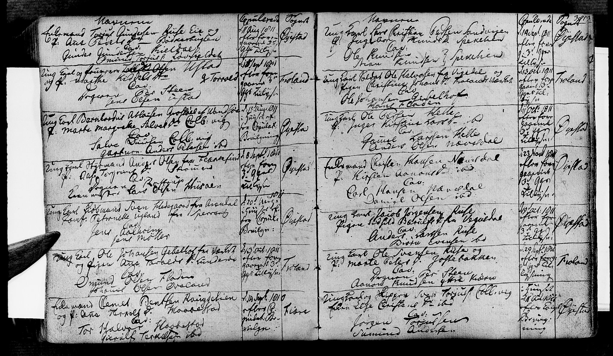 Øyestad sokneprestkontor, AV/SAK-1111-0049/F/Fa/L0011: Parish register (official) no. A 11, 1805-1824, p. 381