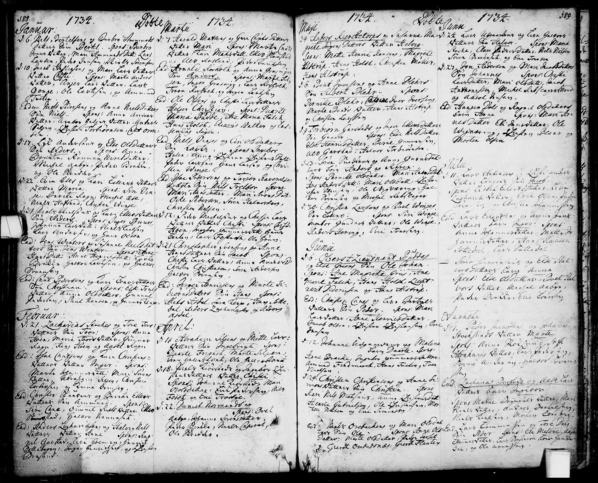 Bamble kirkebøker, AV/SAKO-A-253/F/Fa/L0001: Parish register (official) no. I 1, 1702-1774, p. 188-189