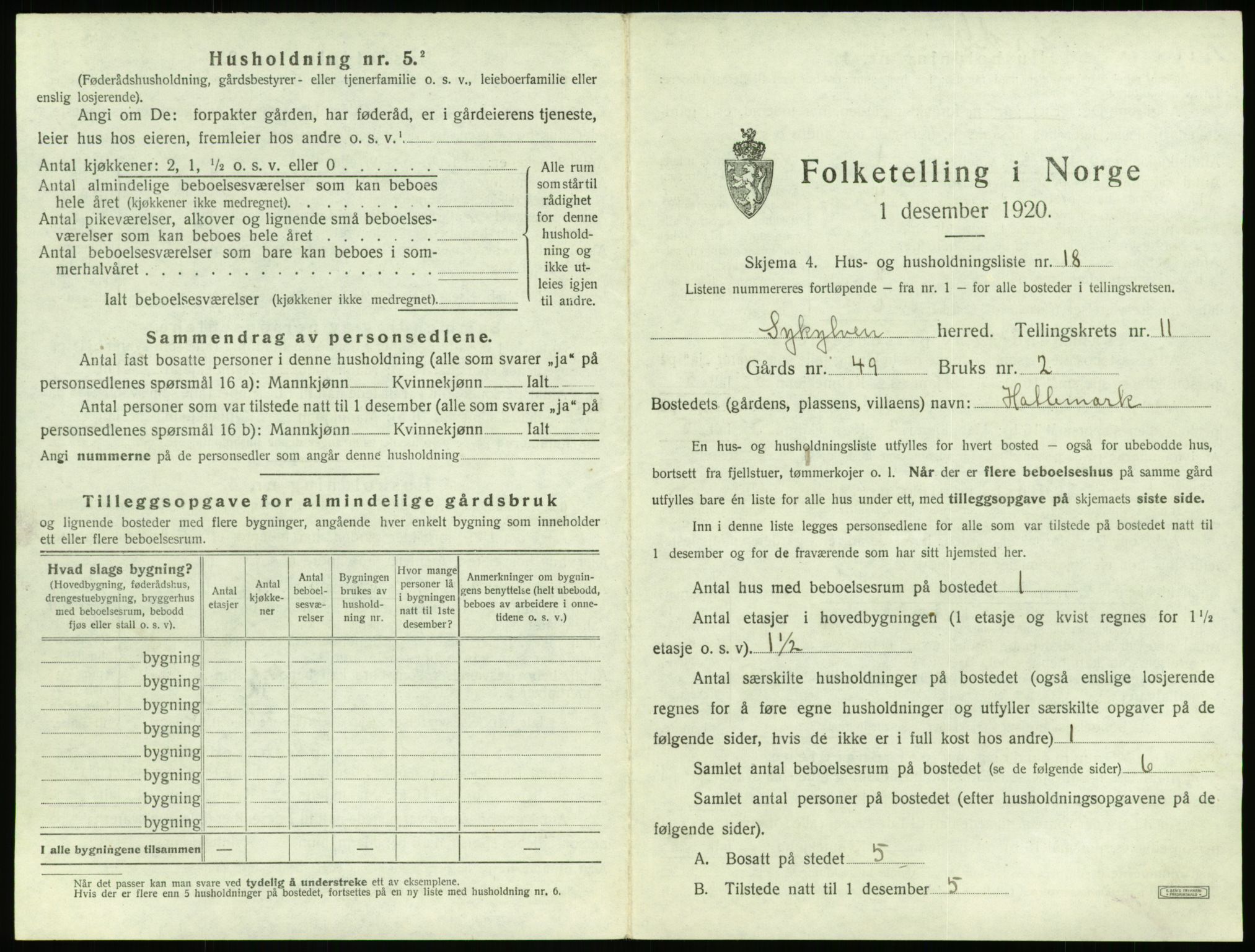 SAT, 1920 census for Sykkylven, 1920, p. 819