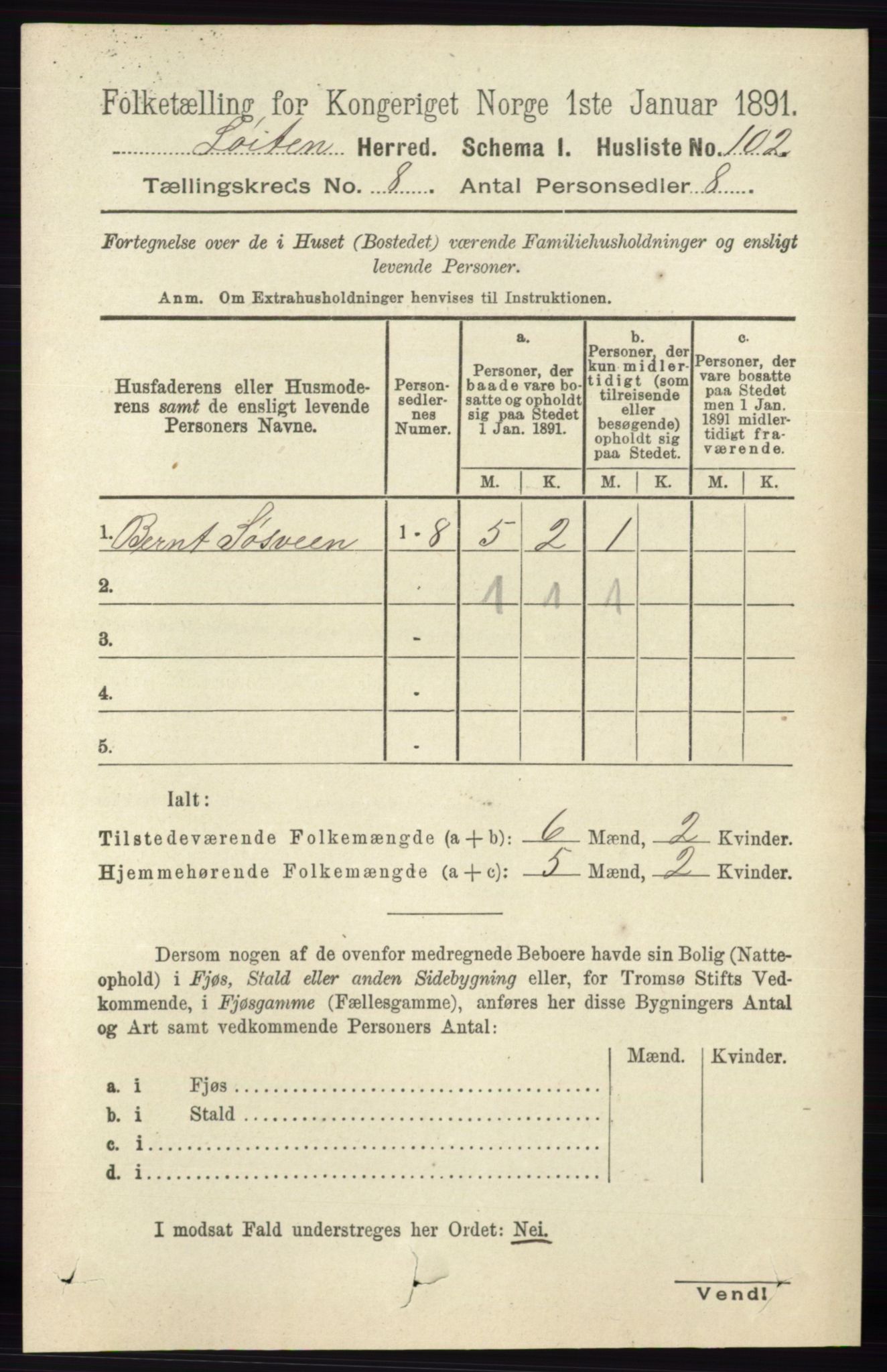 RA, 1891 census for 0415 Løten, 1891, p. 5294