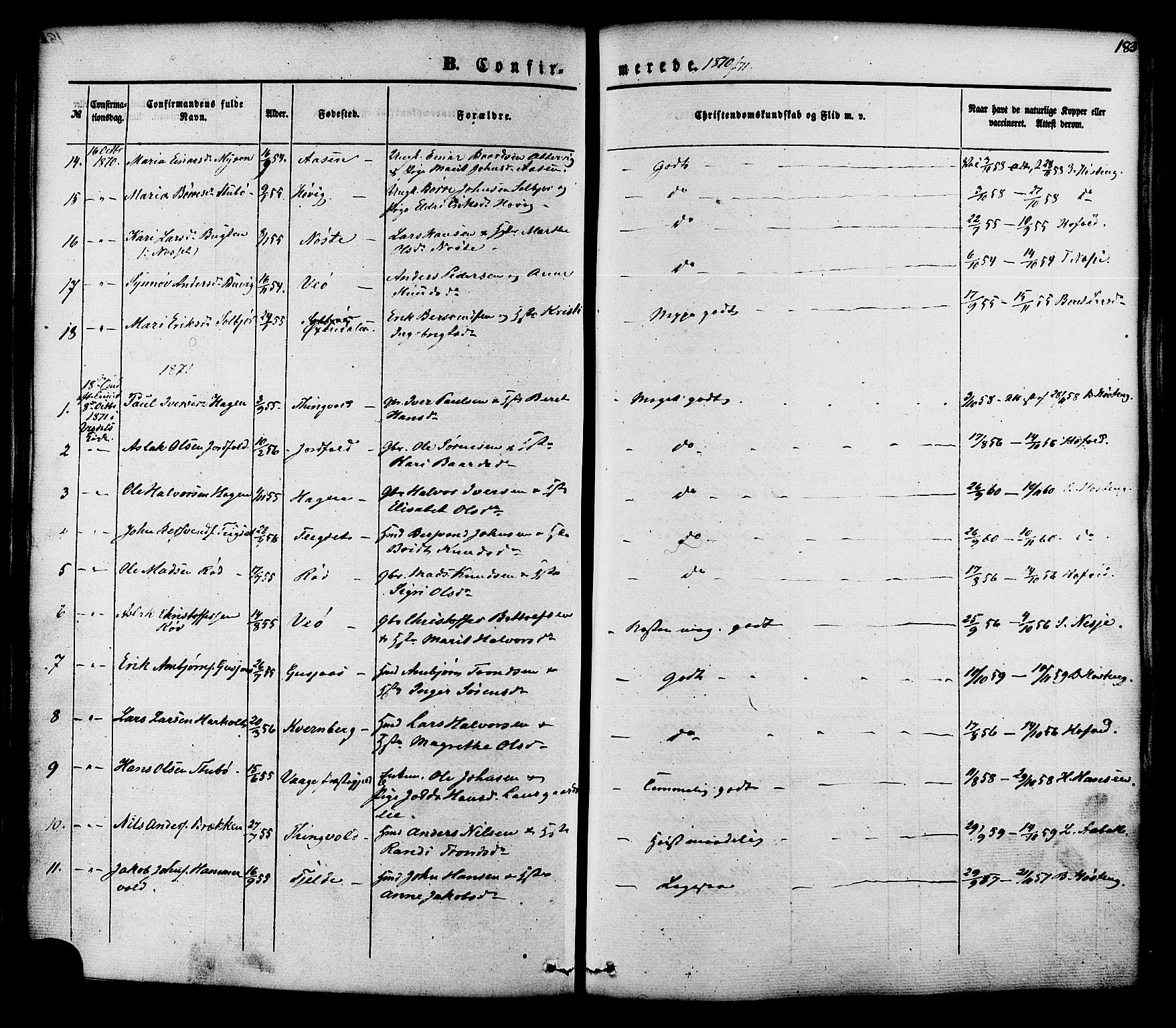 Ministerialprotokoller, klokkerbøker og fødselsregistre - Møre og Romsdal, SAT/A-1454/551/L0625: Parish register (official) no. 551A05, 1846-1879, p. 183