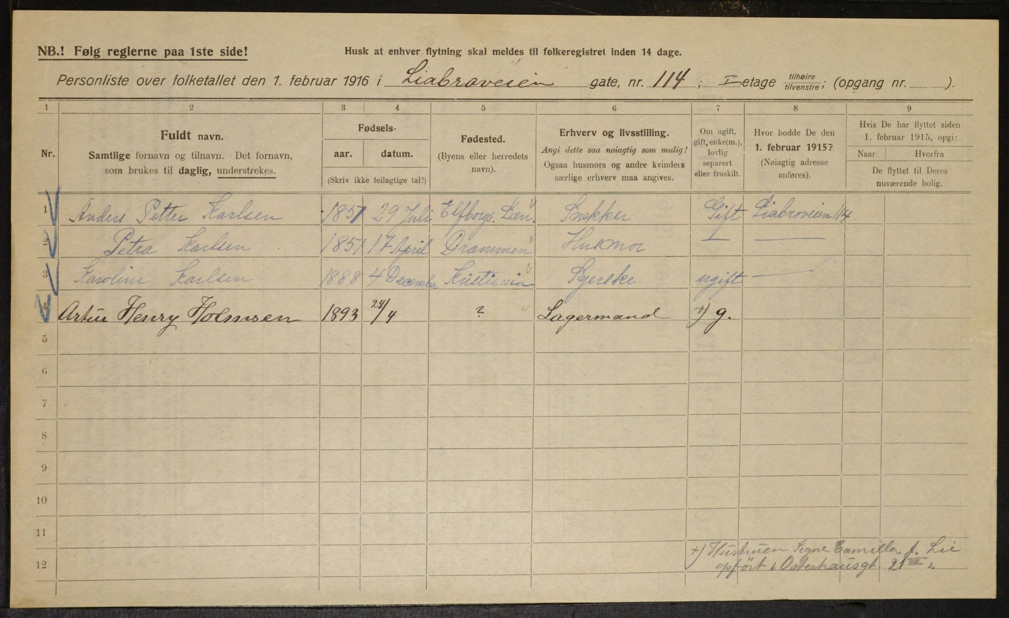 OBA, Municipal Census 1916 for Kristiania, 1916, p. 59528