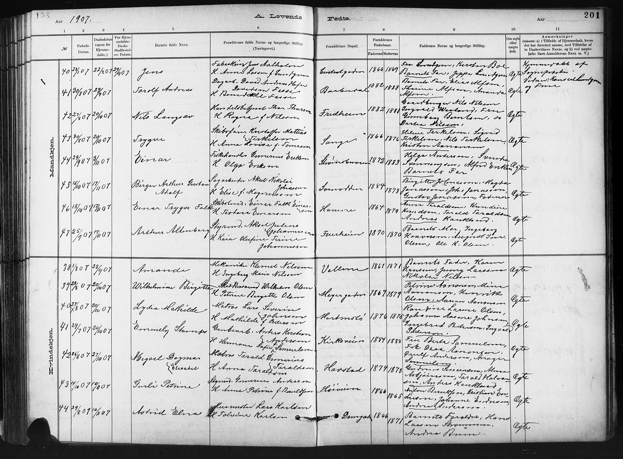 Barbu sokneprestkontor, AV/SAK-1111-0003/F/Fb/L0002: Parish register (copy) no. B 2, 1890-1922, p. 201