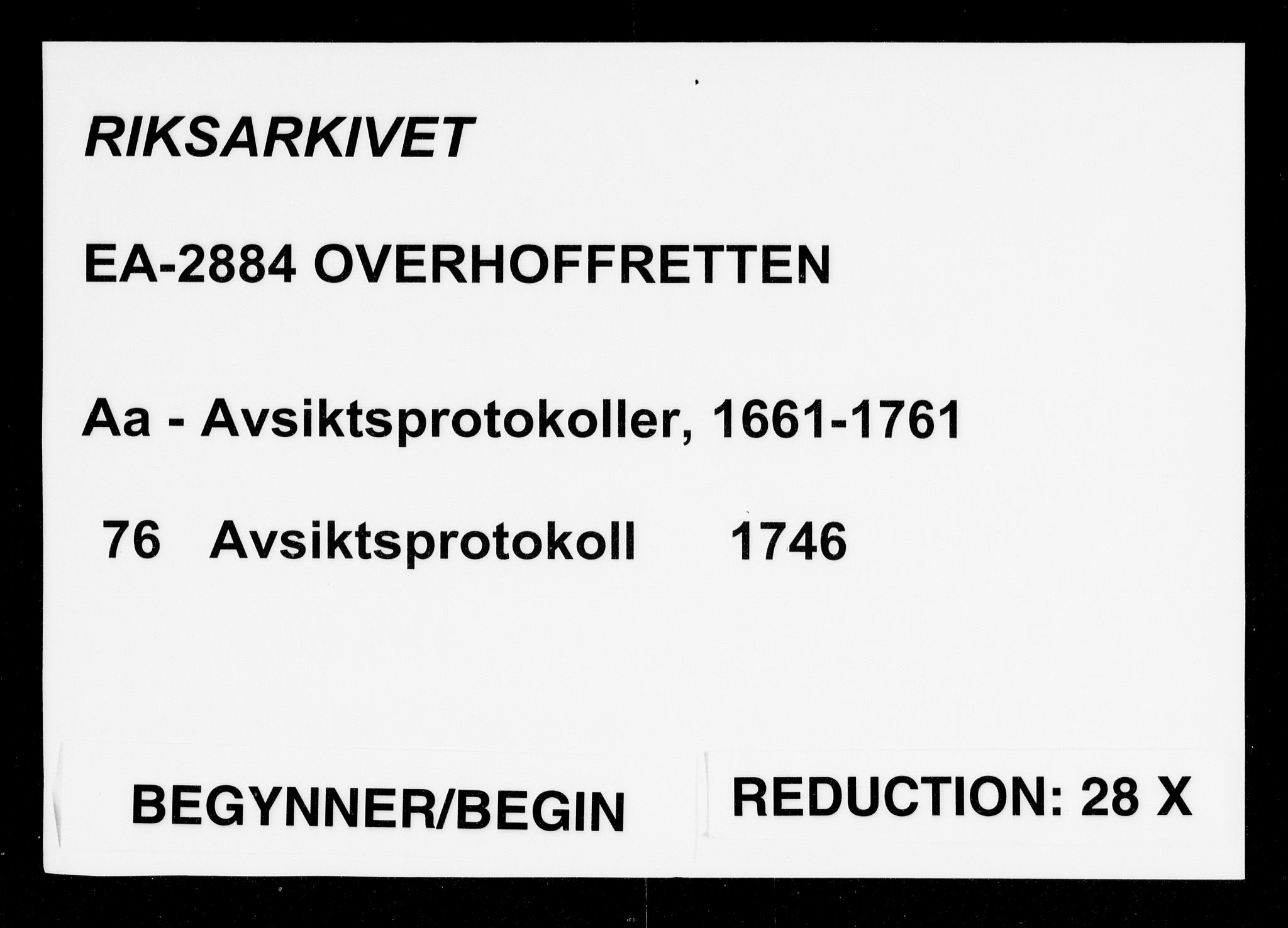 Overhoffretten 1667-1797, AV/RA-EA-2884/Aa/L0076: Avsiktsprotokoll, 1746