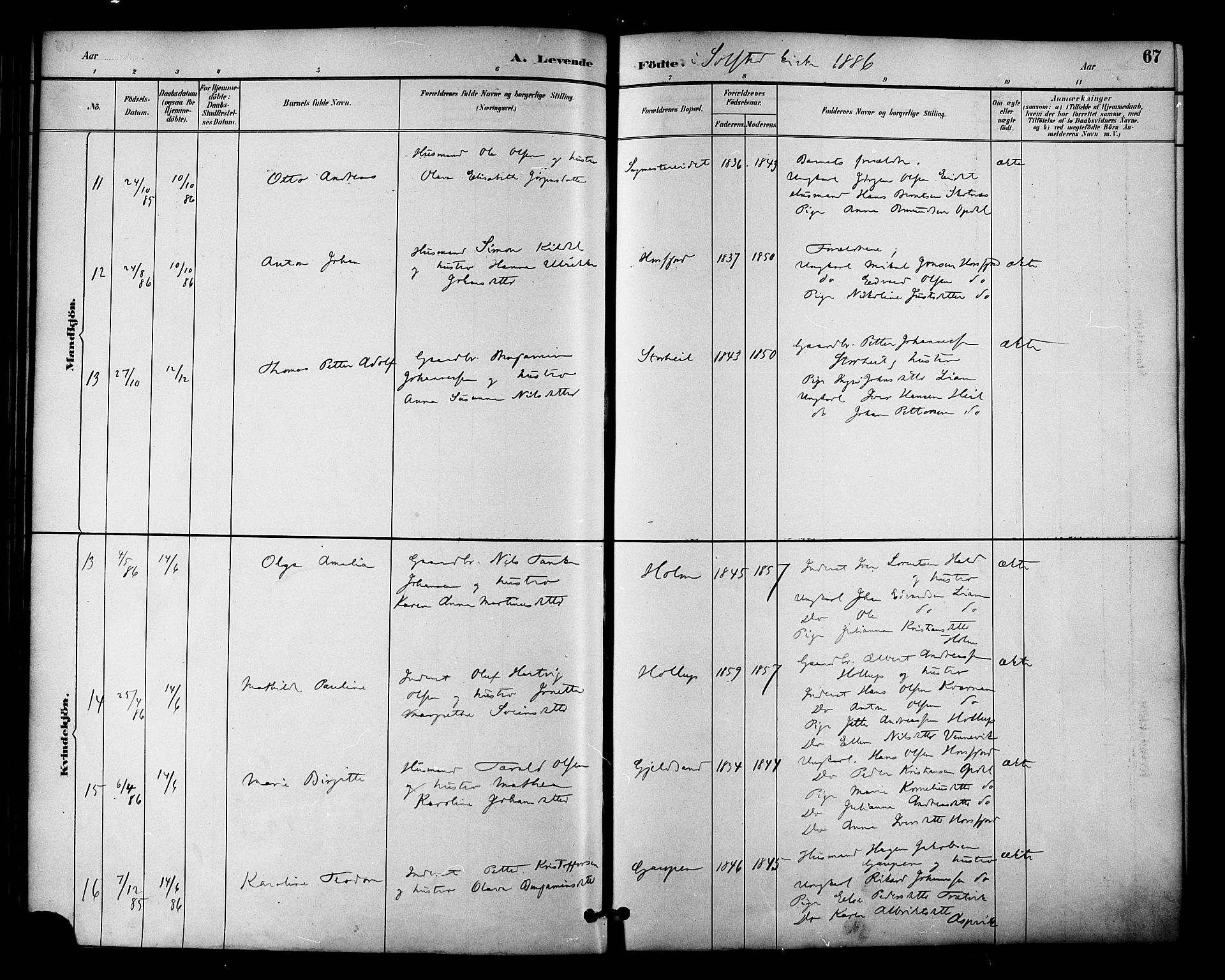 Ministerialprotokoller, klokkerbøker og fødselsregistre - Nordland, AV/SAT-A-1459/810/L0151: Parish register (official) no. 810A10 /2, 1885-1895, p. 67