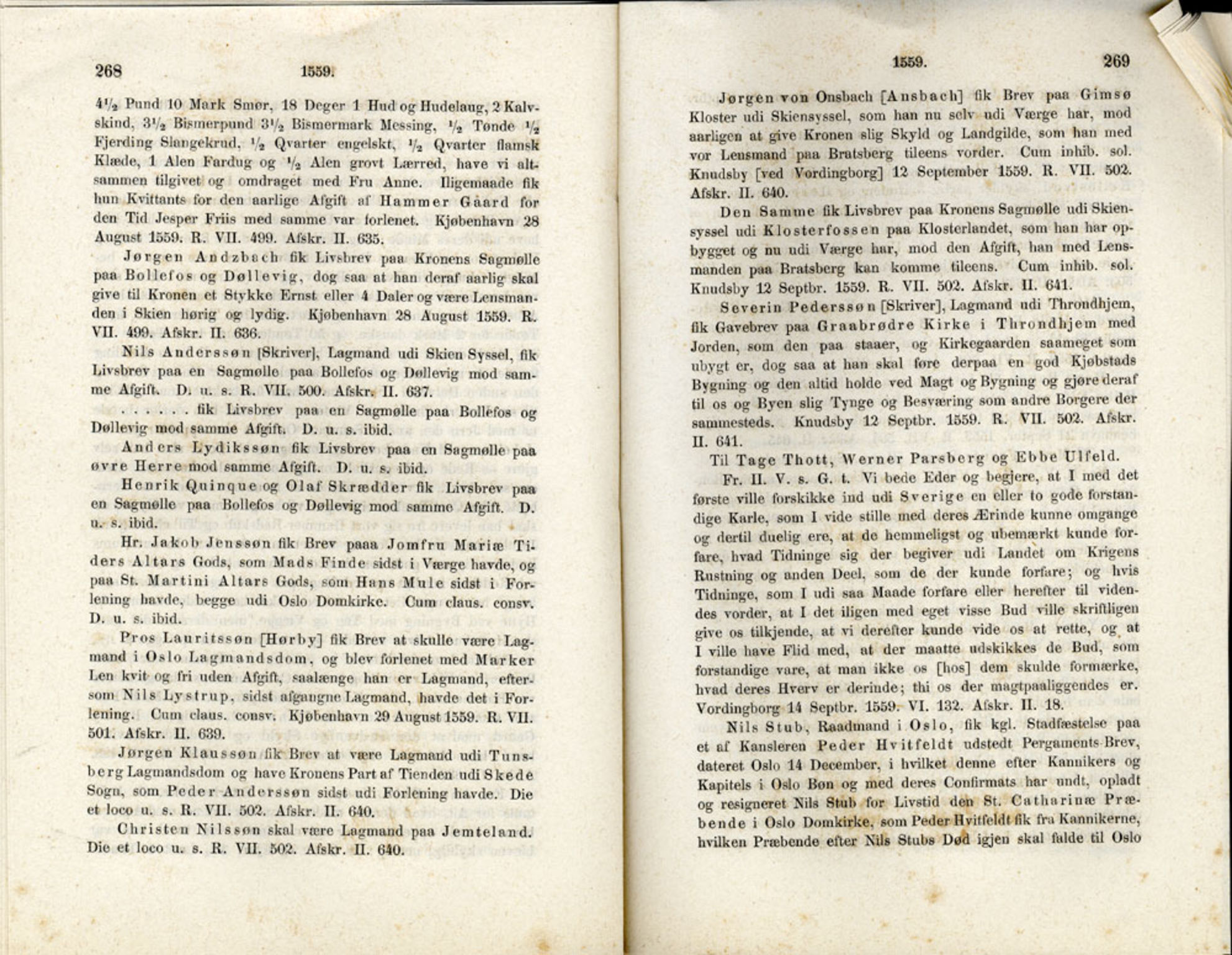 Publikasjoner utgitt av Det Norske Historiske Kildeskriftfond, PUBL/-/-/-: Norske Rigs-Registranter, bind 1, 1523-1571, p. 268-269