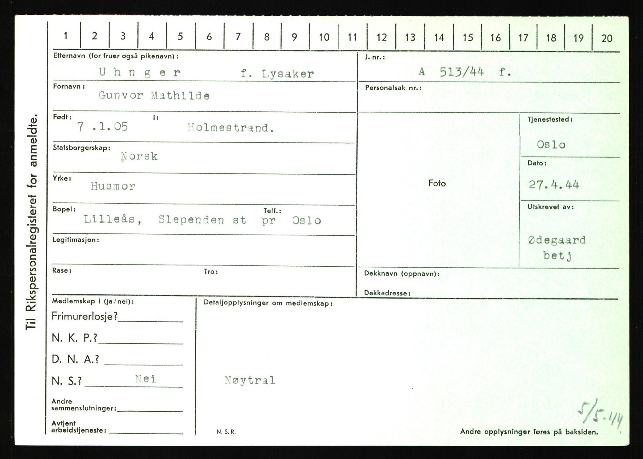 Statspolitiet - Hovedkontoret / Osloavdelingen, AV/RA-S-1329/C/Ca/L0016: Uberg - Øystese, 1943-1945, p. 83