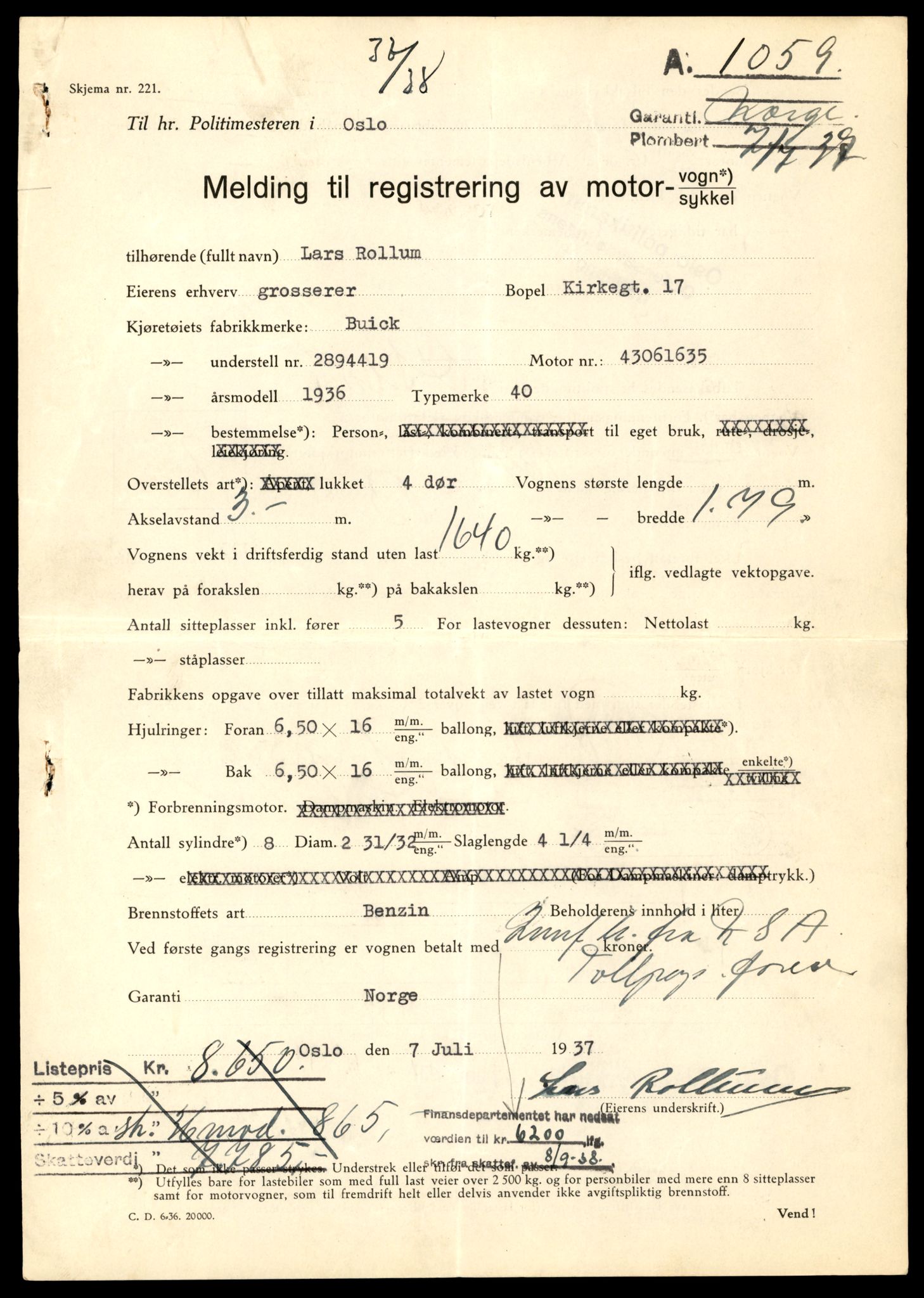 Møre og Romsdal vegkontor - Ålesund trafikkstasjon, AV/SAT-A-4099/F/Fe/L0022: Registreringskort for kjøretøy T 10584 - T 10694, 1927-1998, p. 1341