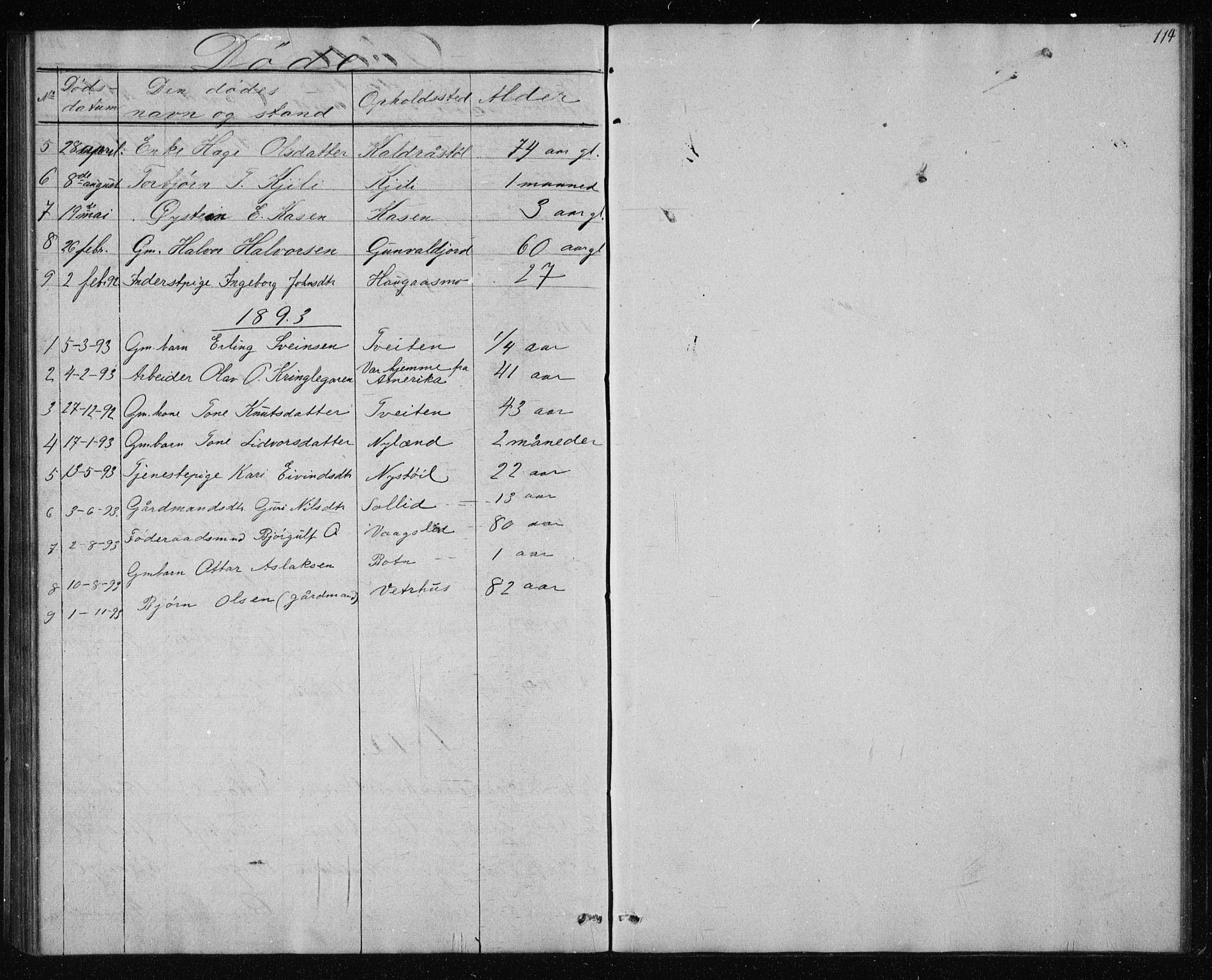 Vinje kirkebøker, SAKO/A-312/G/Gc/L0001: Parish register (copy) no. III 1, 1850-1893, p. 114