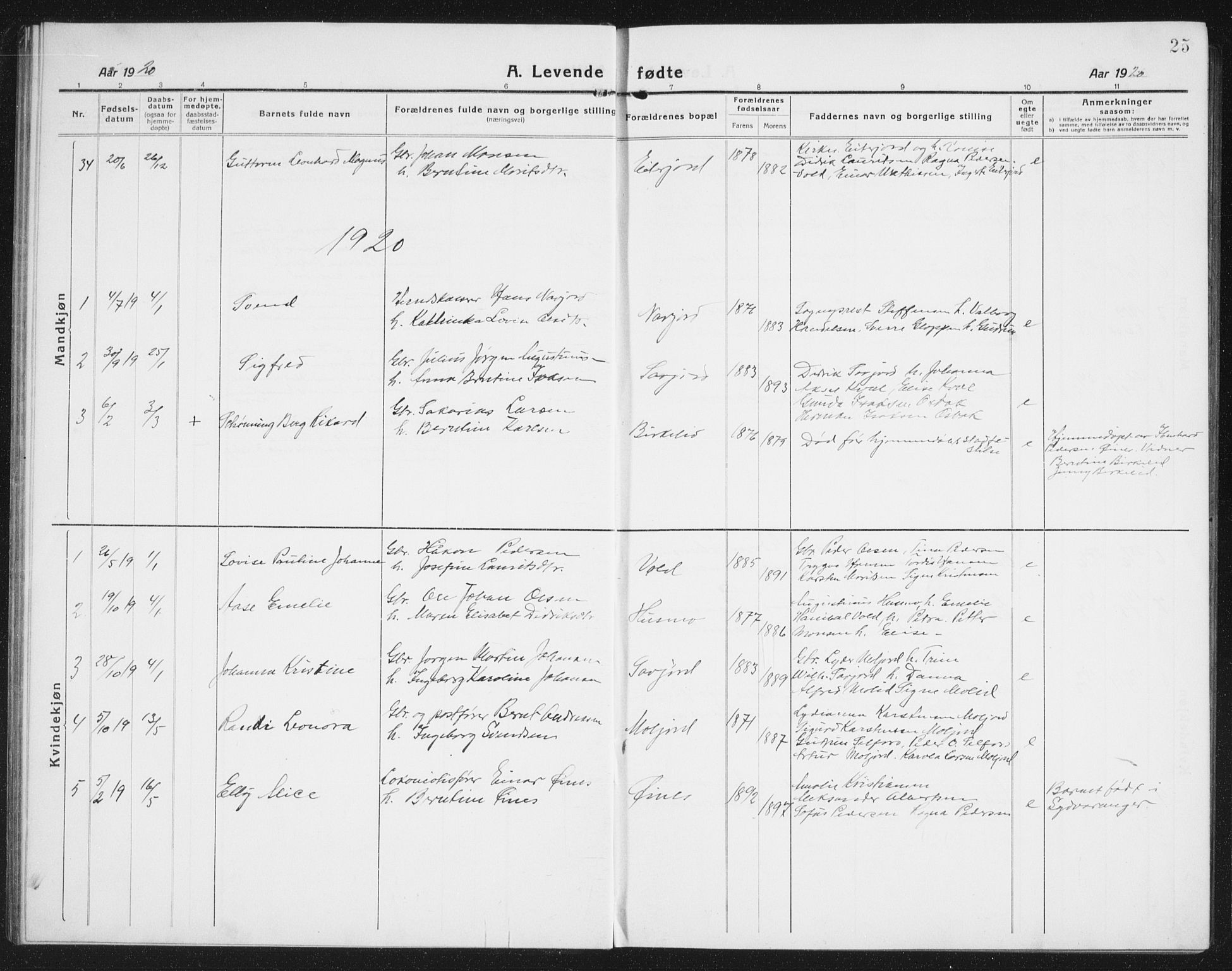 Ministerialprotokoller, klokkerbøker og fødselsregistre - Nordland, AV/SAT-A-1459/846/L0656: Parish register (copy) no. 846C06, 1917-1936, p. 25