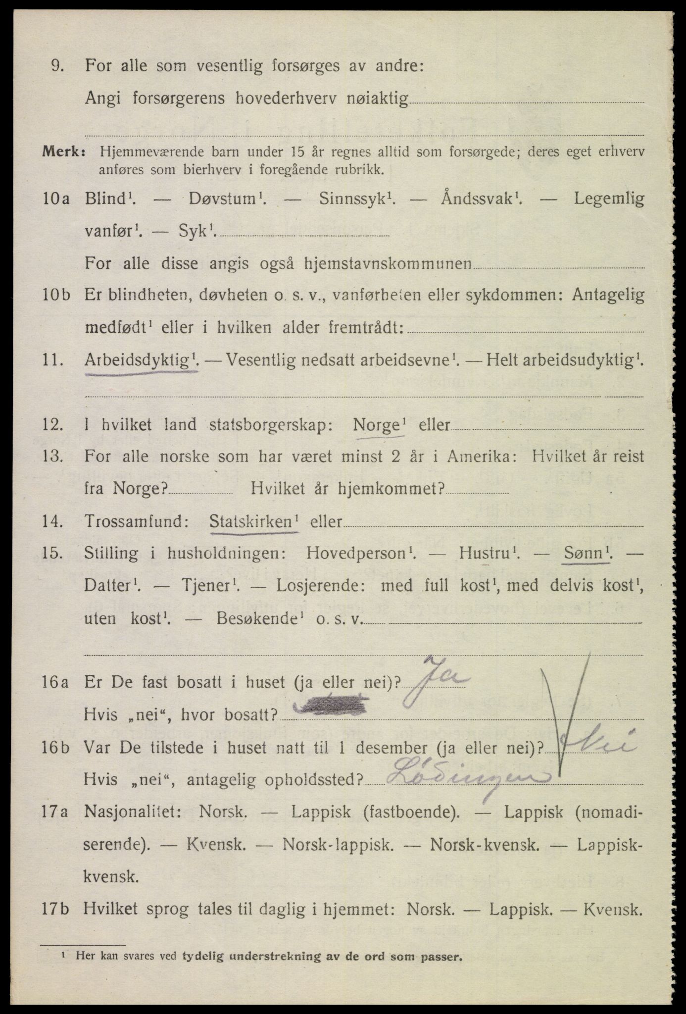 SAT, 1920 census for Gimsøy, 1920, p. 3564