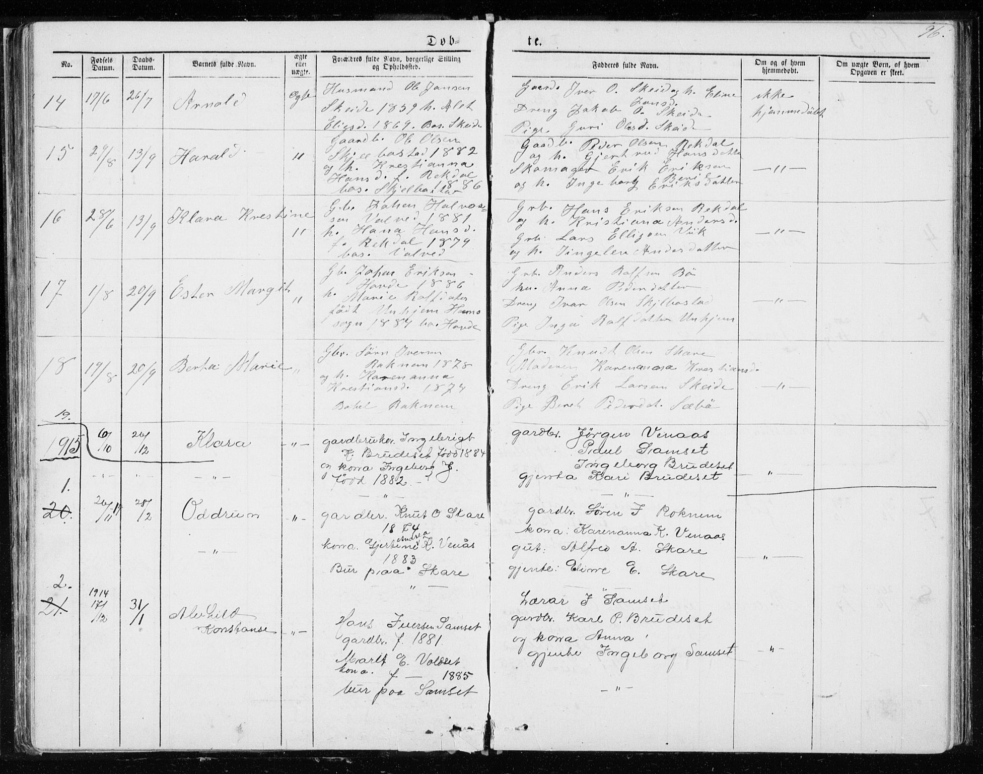 Ministerialprotokoller, klokkerbøker og fødselsregistre - Møre og Romsdal, SAT/A-1454/543/L0564: Parish register (copy) no. 543C02, 1867-1915, p. 96