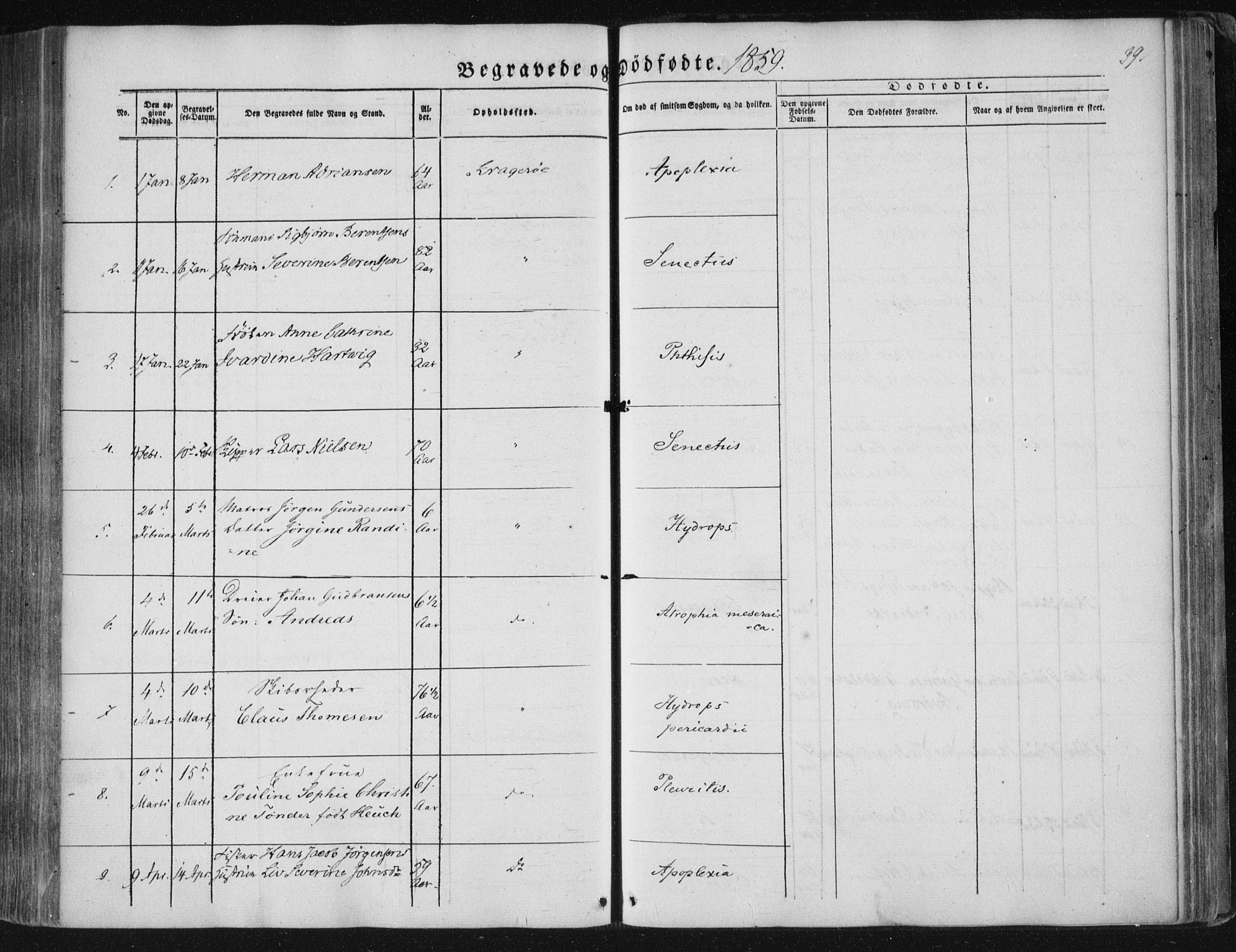 Kragerø kirkebøker, SAKO/A-278/F/Fa/L0006: Parish register (official) no. 6, 1847-1861, p. 39