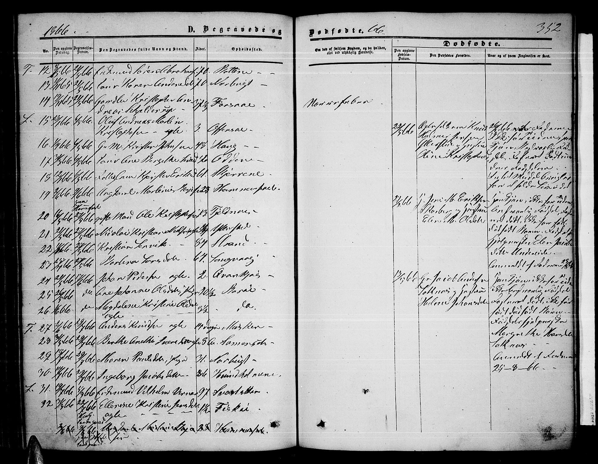 Ministerialprotokoller, klokkerbøker og fødselsregistre - Nordland, AV/SAT-A-1459/872/L1046: Parish register (copy) no. 872C02, 1852-1879, p. 352