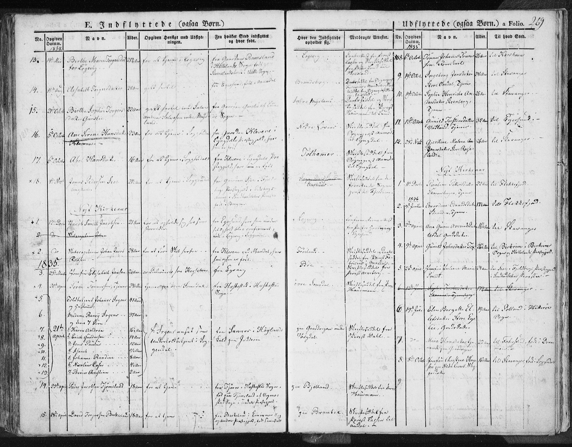 Sokndal sokneprestkontor, SAST/A-101808: Parish register (official) no. A 7.1, 1826-1842, p. 269