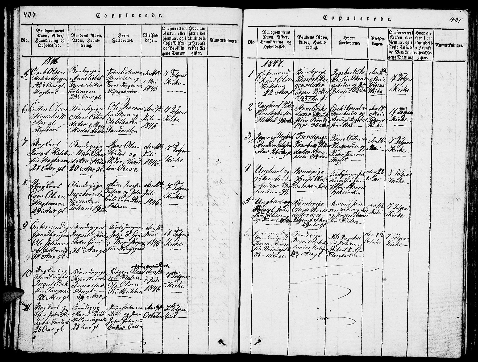 Tolga prestekontor, AV/SAH-PREST-062/L/L0001: Parish register (copy) no. 1, 1814-1877, p. 404-405