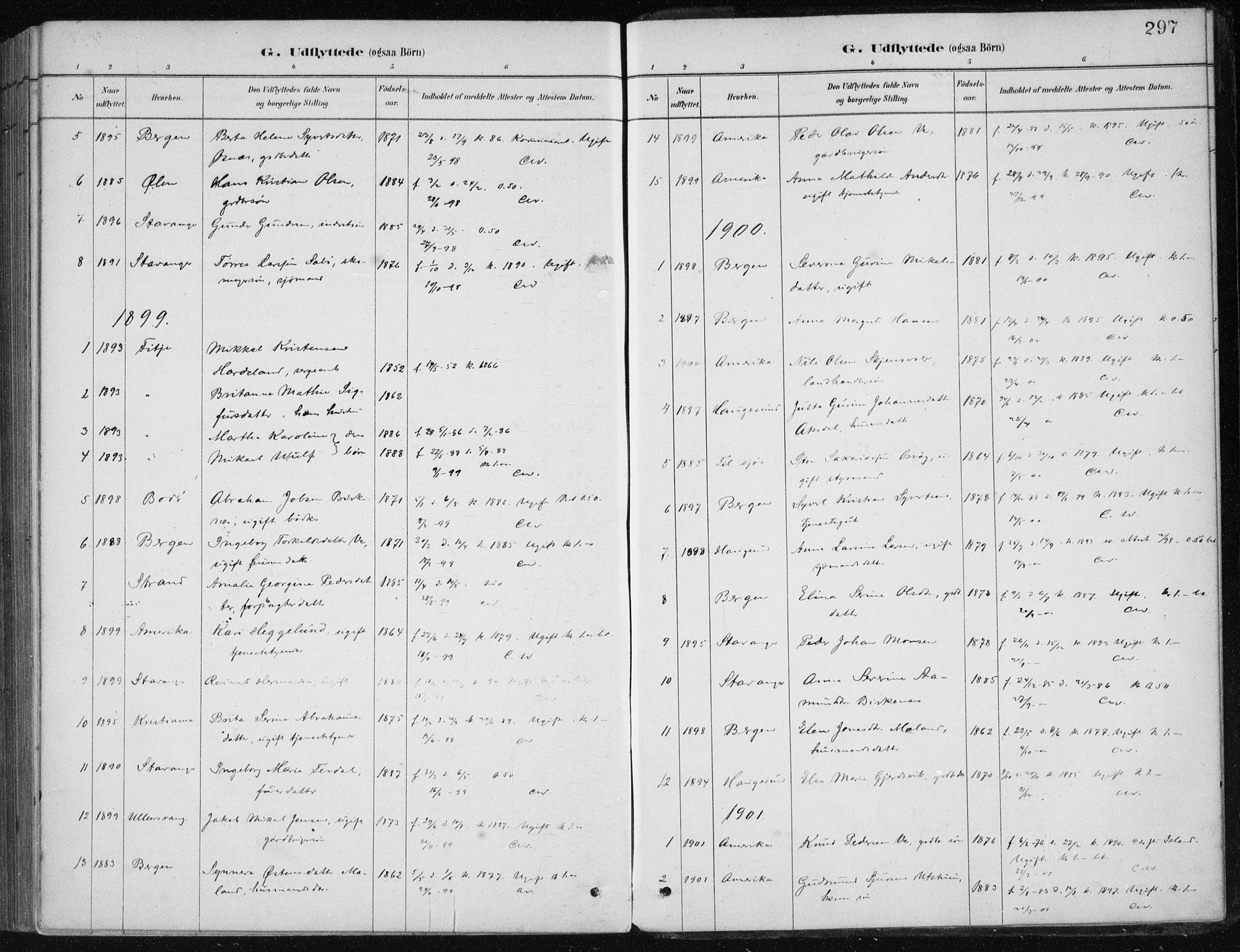 Etne sokneprestembete, SAB/A-75001/H/Haa: Parish register (official) no. C  1, 1879-1919, p. 297