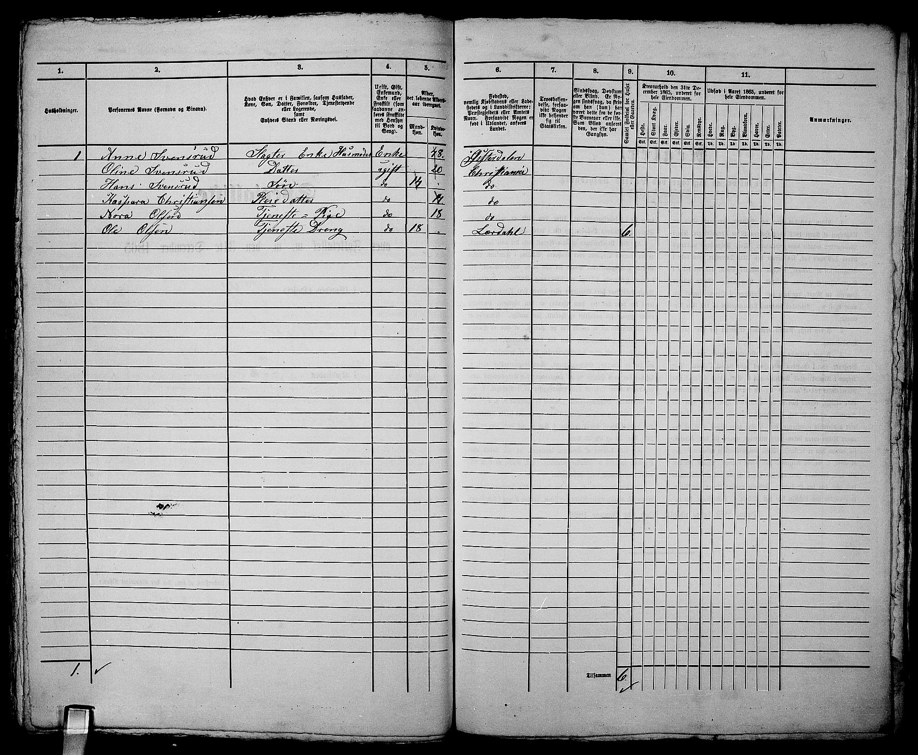 RA, 1865 census for Kristiania, 1865, p. 3505