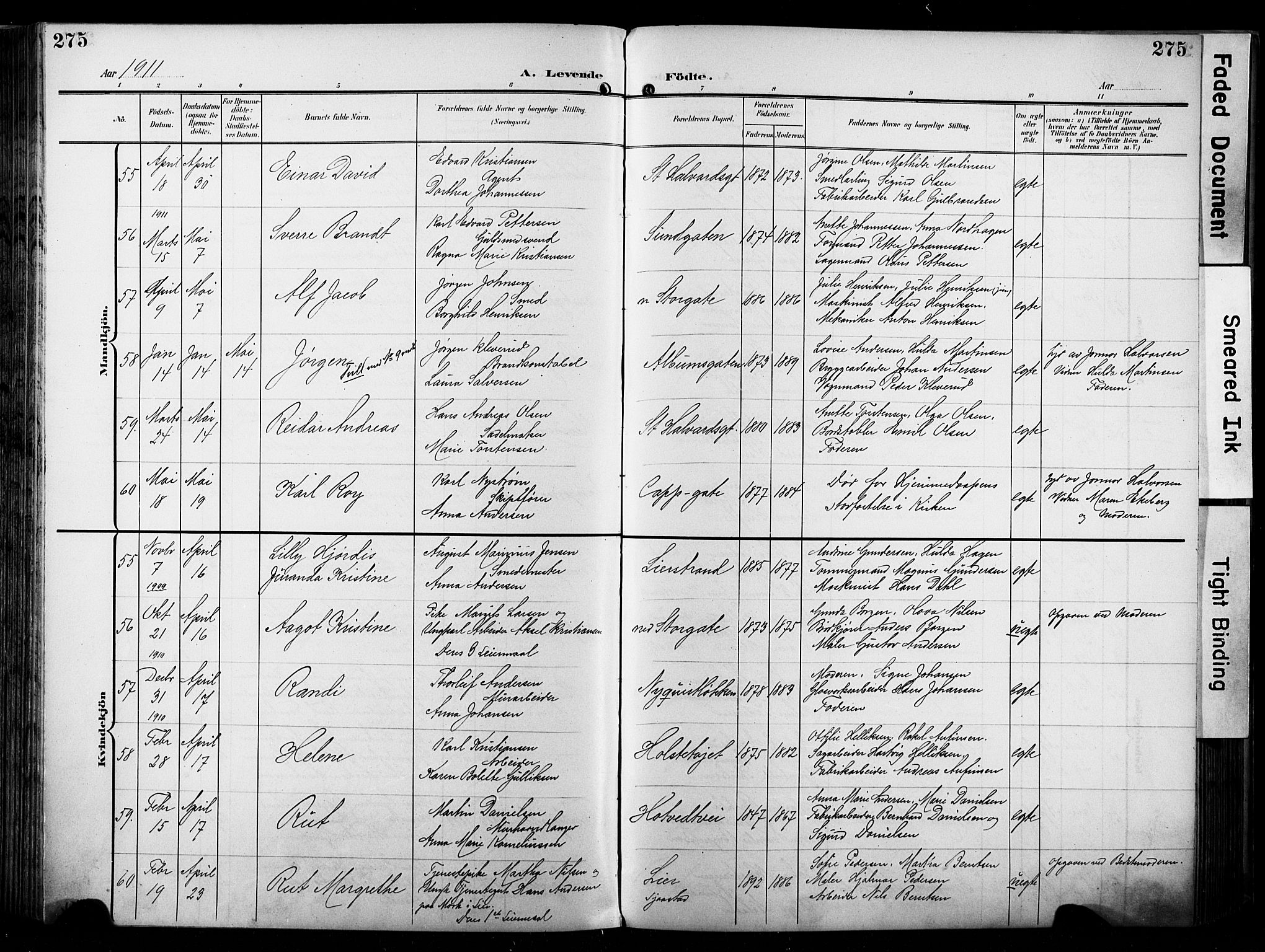 Bragernes kirkebøker, AV/SAKO-A-6/F/Fb/L0009: Parish register (official) no. II 9, 1902-1911, p. 275