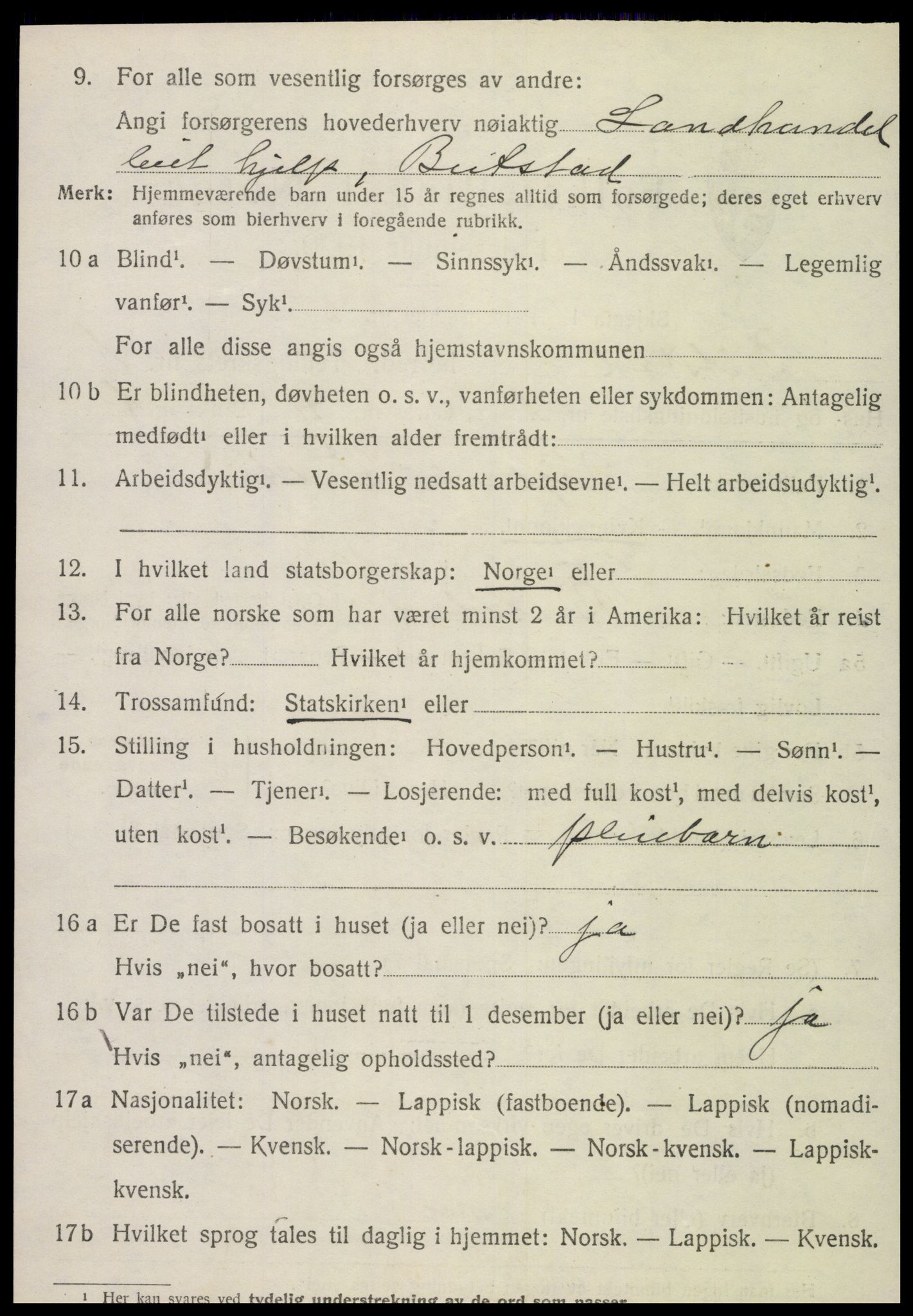 SAT, 1920 census for Beitstad, 1920, p. 760