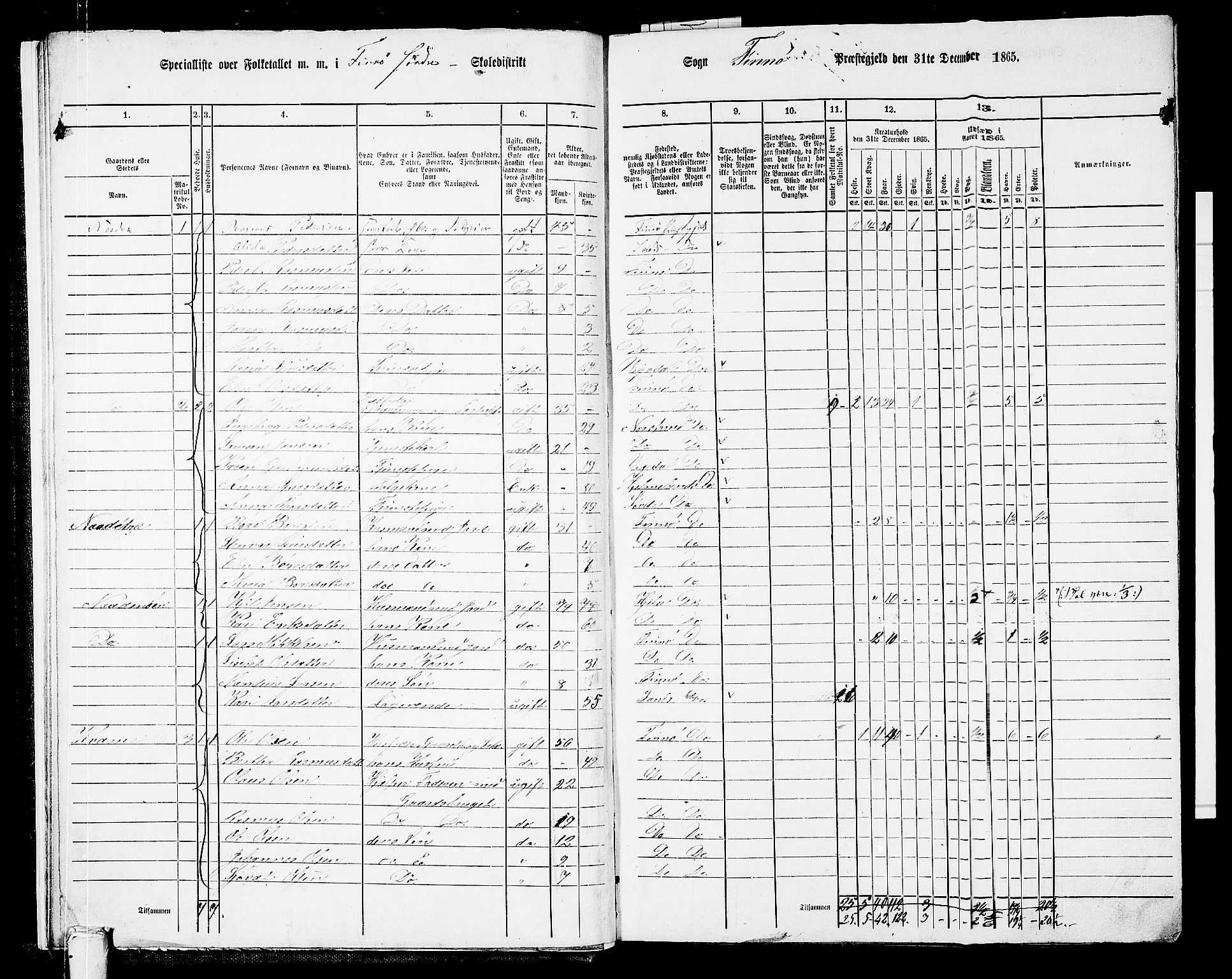 RA, 1865 census for Finnøy, 1865, p. 12